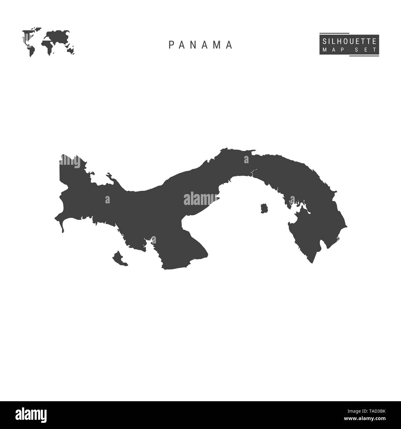 Panama Blank Map Isolated on White Background. HighDetailed Black