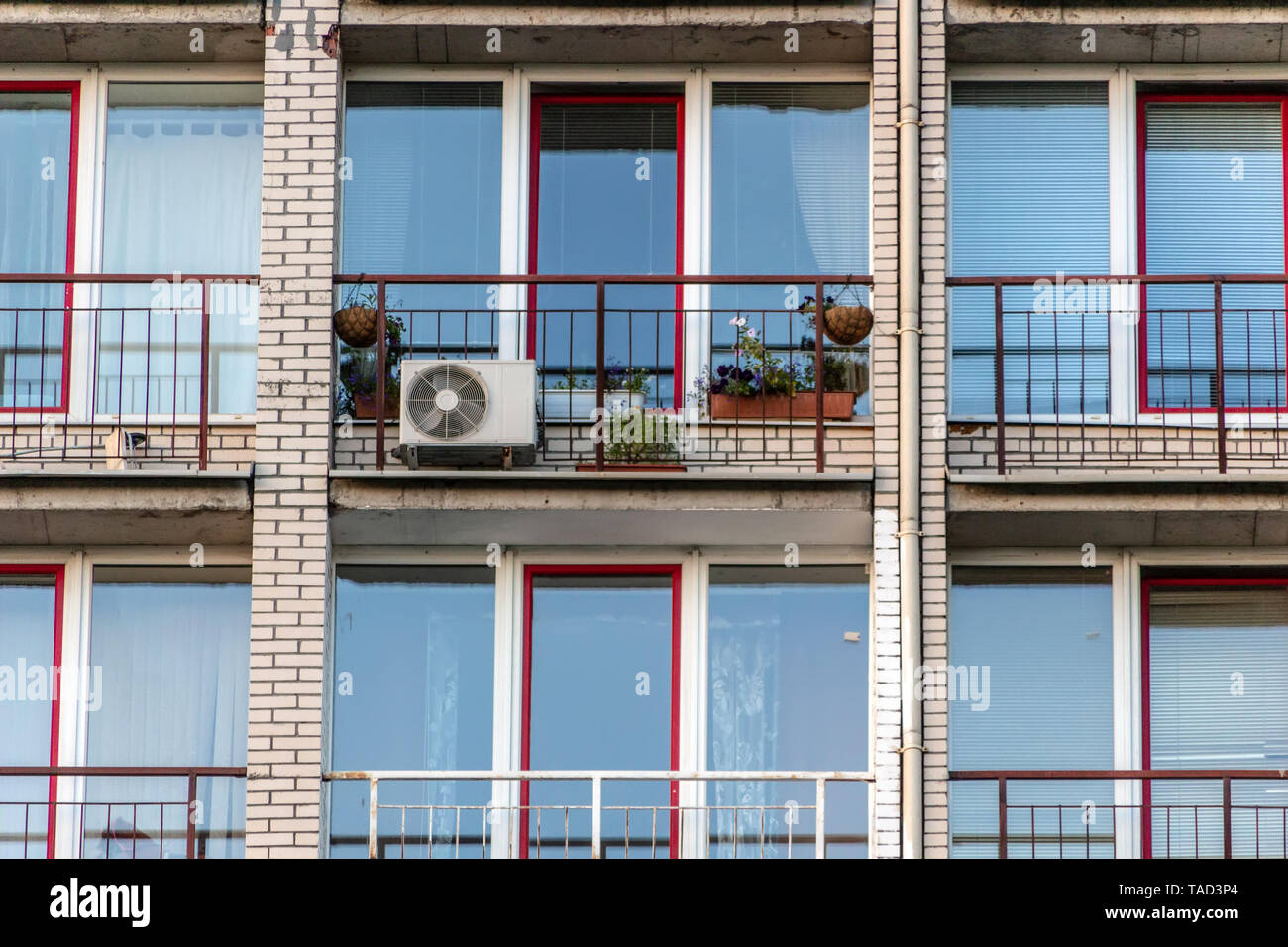 Building with balconies and air conditioning Stock Photo Alamy