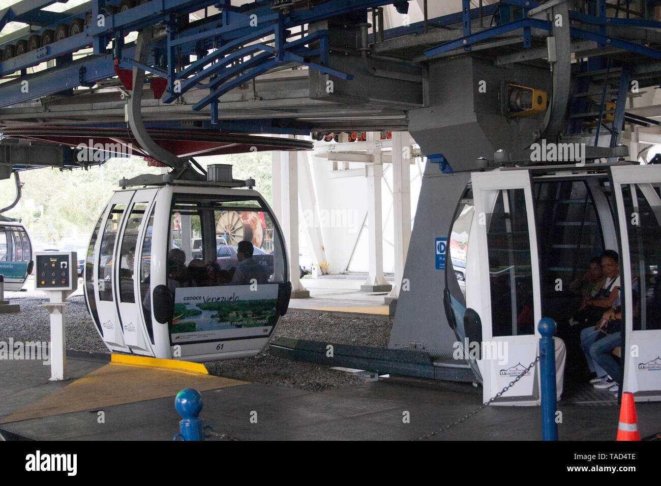 Caracas, Venezuela, Funicular of the cable car in the station. Avila mountain. Friday, August