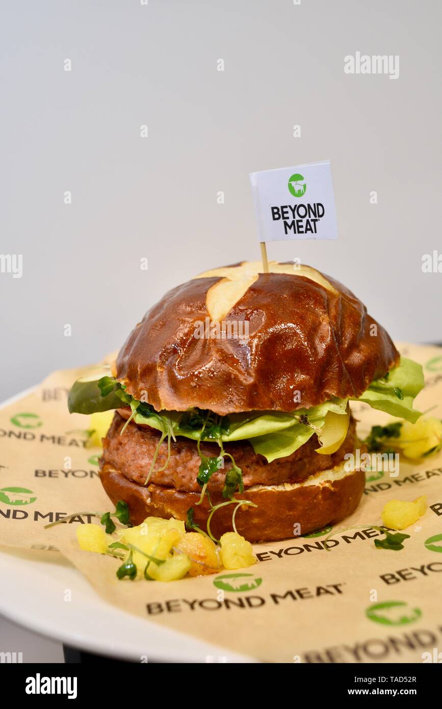 Meatless (meat free) Beyond Burger from Beyond Meat. Vegetarian vegan