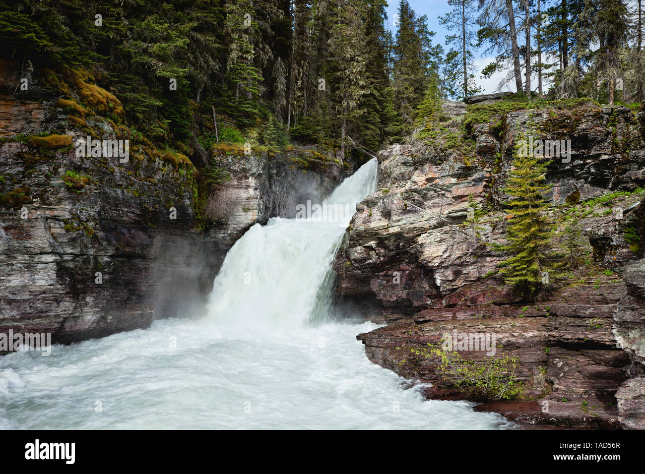 St. Mary's Falls in Glacier National Park Stock Photo
