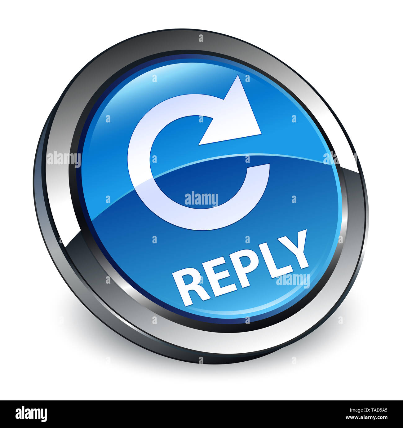 Reply (rotate arrow icon) isolated on 3d blue round button abstract ...
