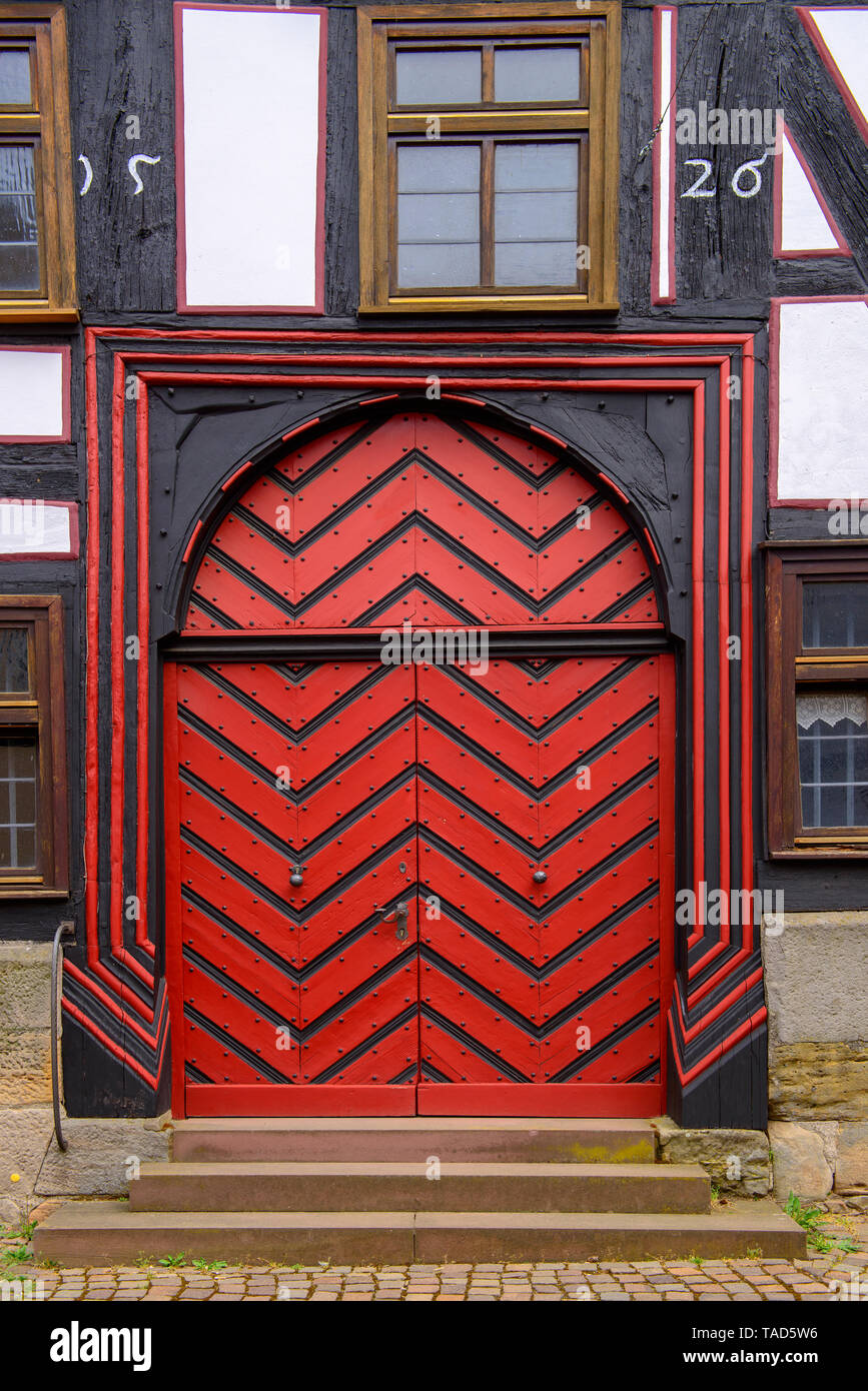 Germany, Fritzlar, old town, front door of the wedding house Stock Photo