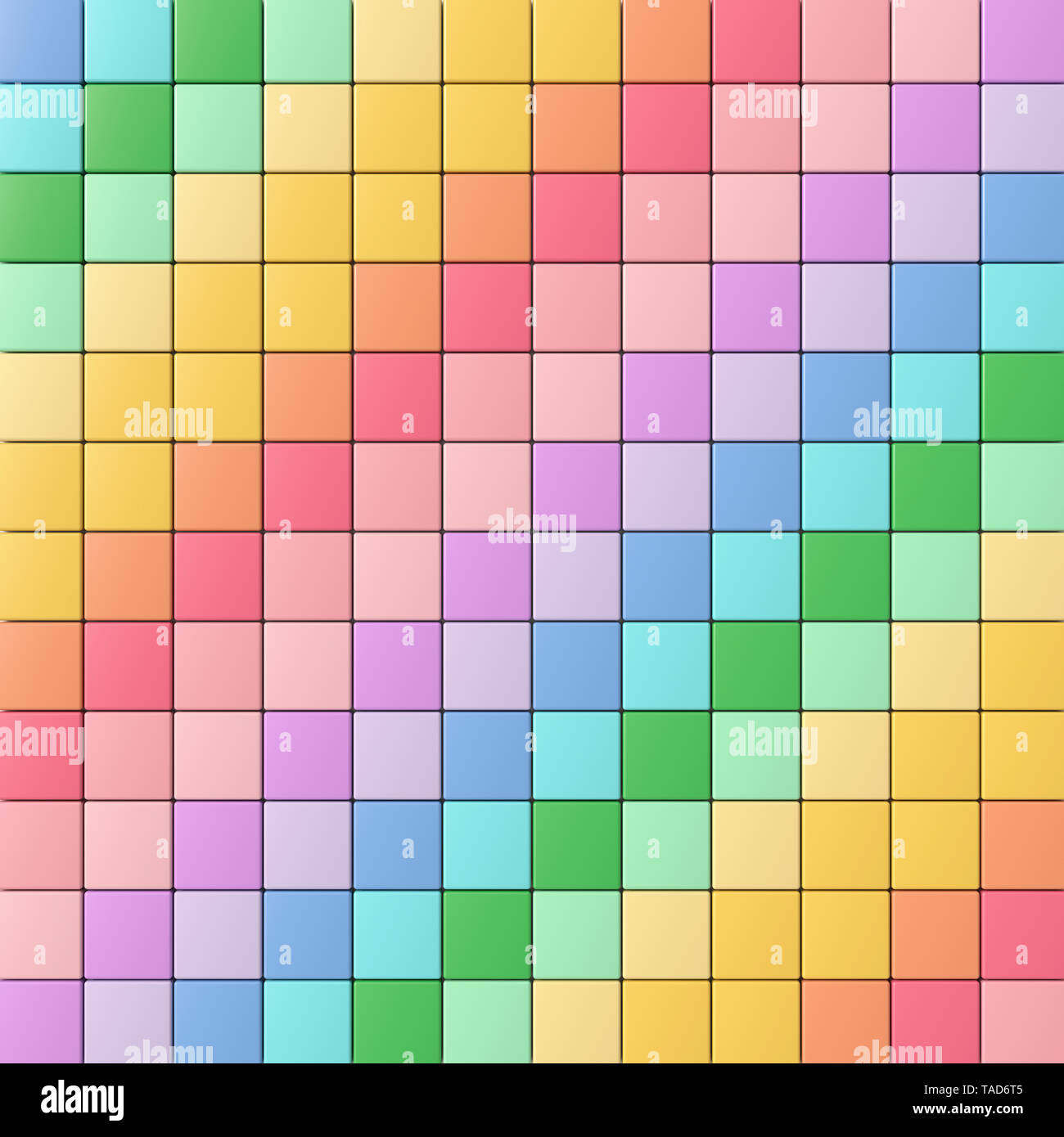 3D rendering, Diagonally arranged, rainbow colored tiles Stock Photo