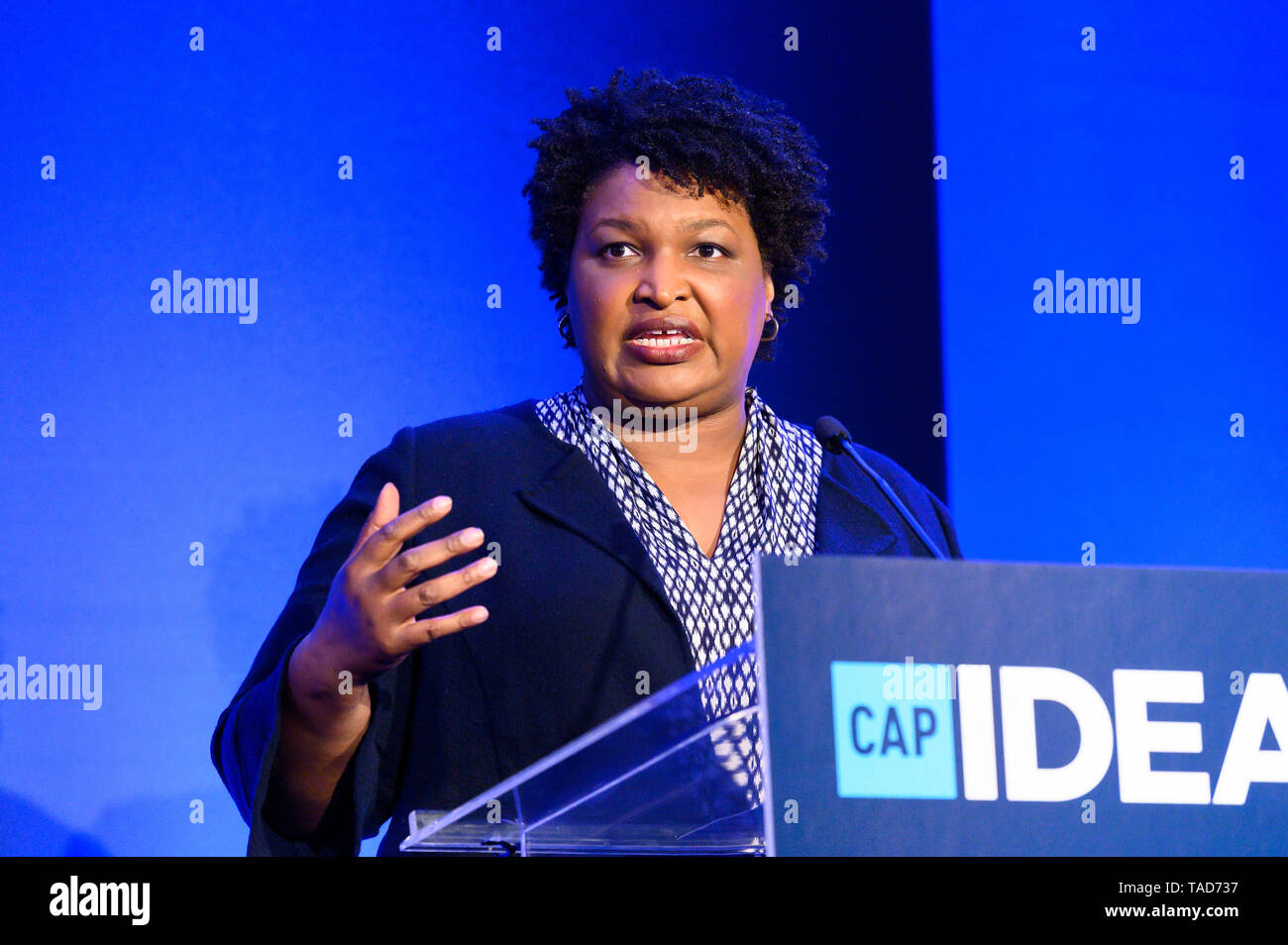 Stacey Abrams, Founder, Fair Fight Action, speaking at The Center for American Progress CAP 2019 Ideas Conference. Stock Photo