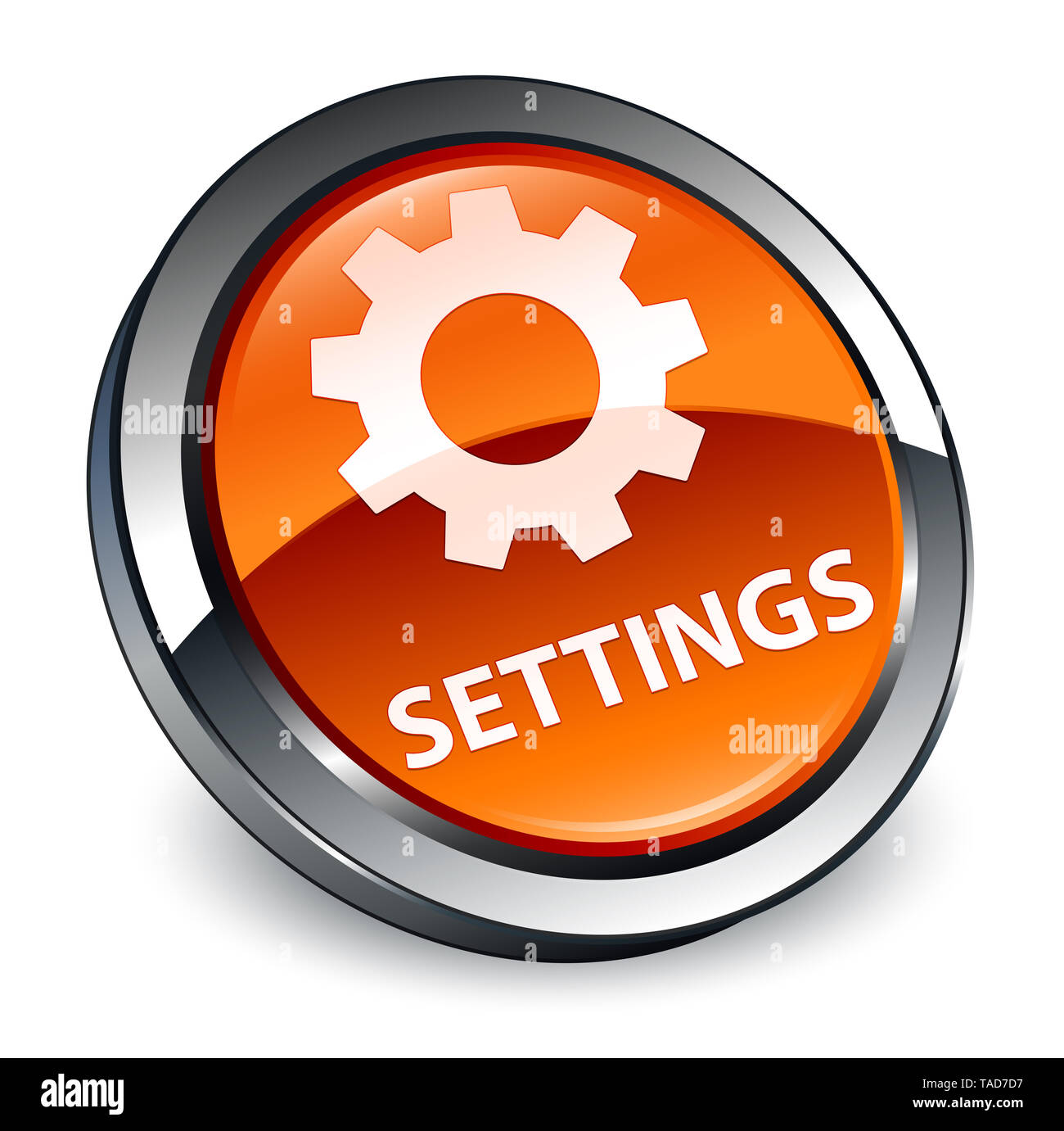 Settings isolated on 3d brown round button abstract illustration Stock ...