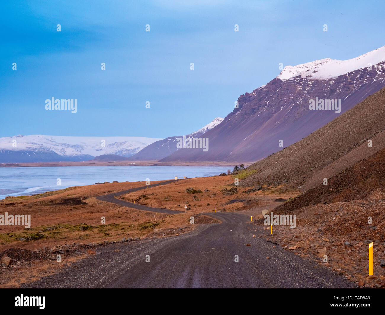Iceland, Austurland, gravel road on the way to Egilsstadir Stock Photo