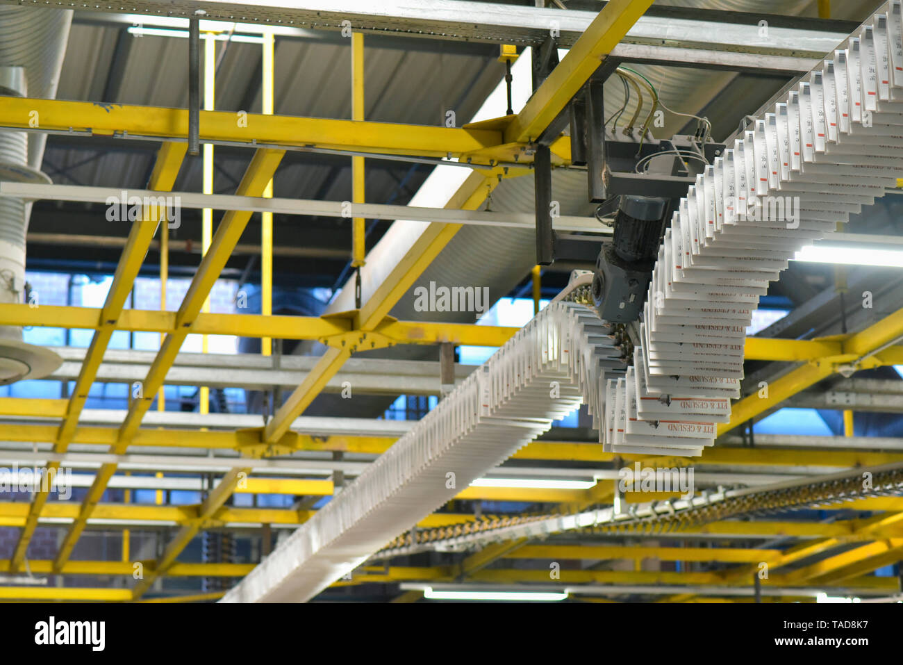 Machines for transport, conveyor belt in a printing shop Stock Photo