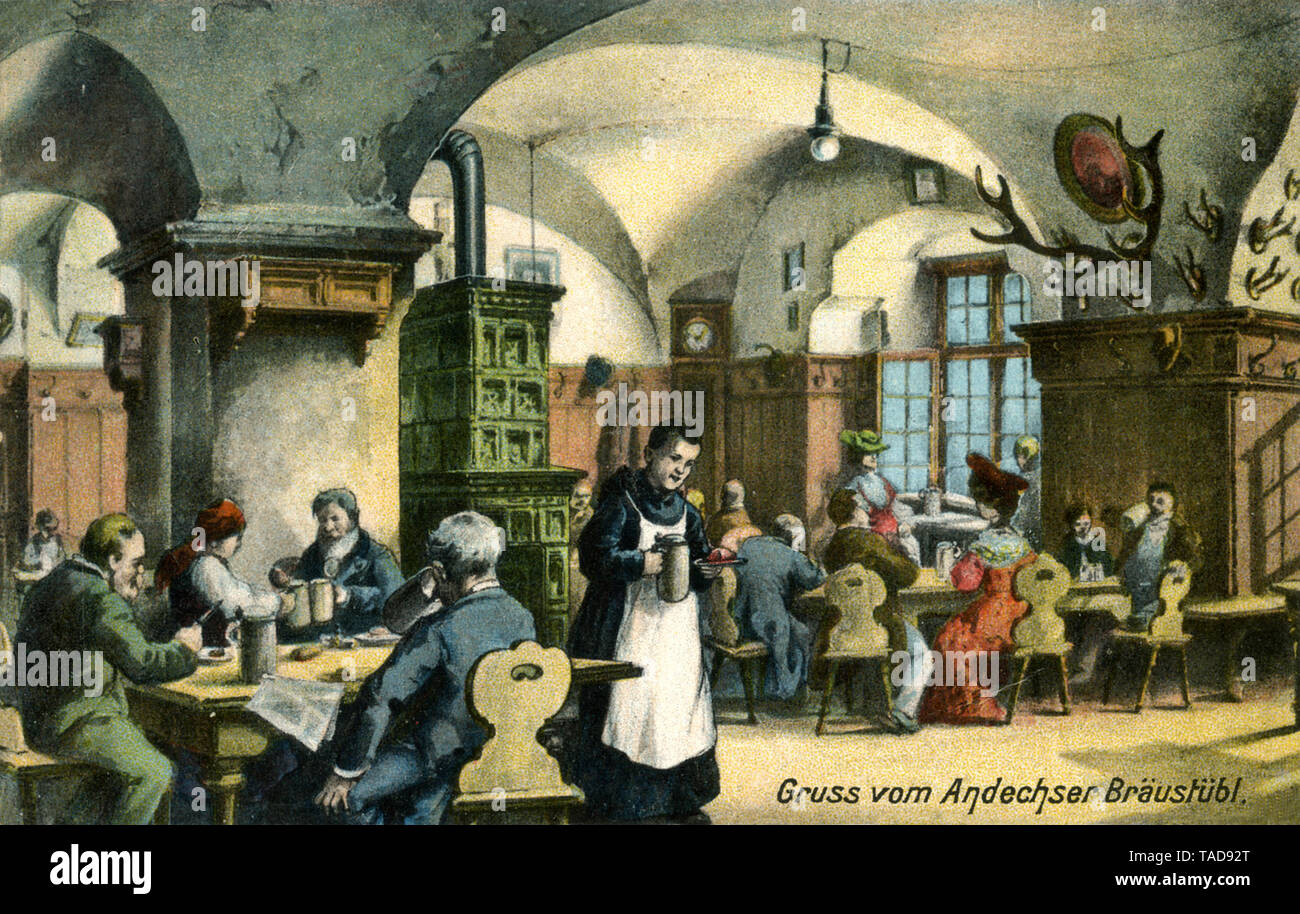 Greeting from Andechster Bräustübl ,  (postcard, ) Stock Photo