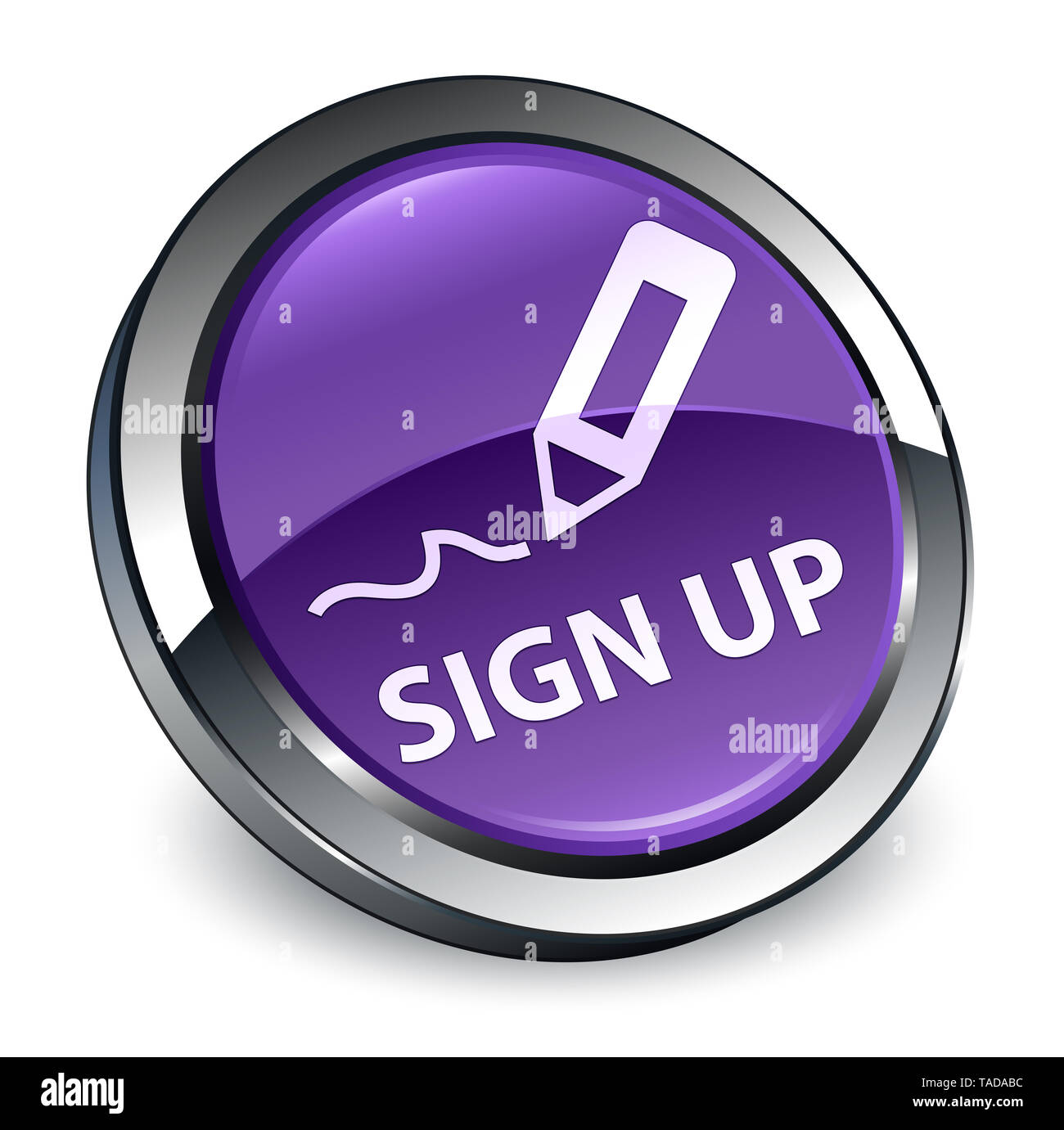 Sign up isolated on 3d purple round button abstract illustration Stock ...