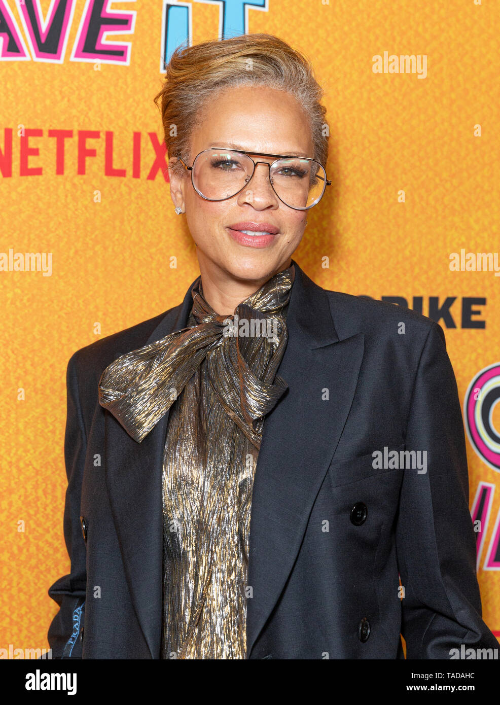 New York, NY - May 23, 2019: Tonya Lee Lewis wearing suit by Prada