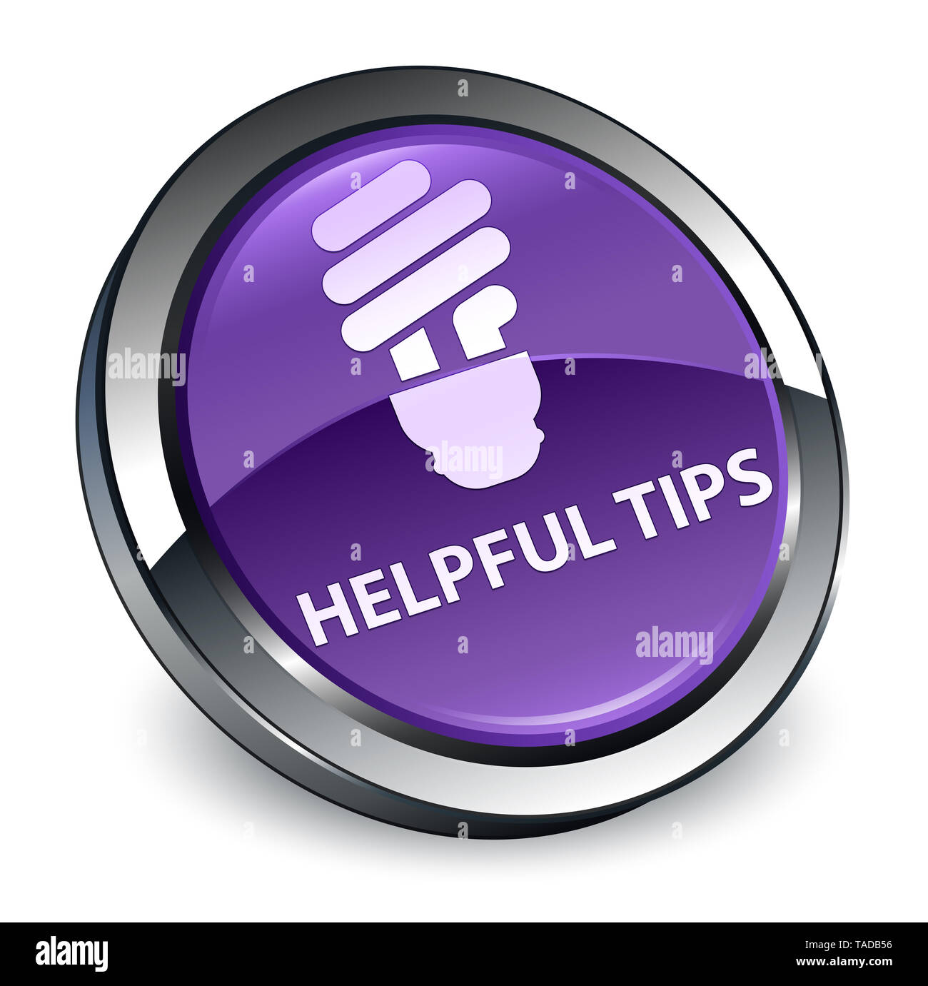 Helpful tips (bulb icon) isolated on 3d purple round button abstract ...