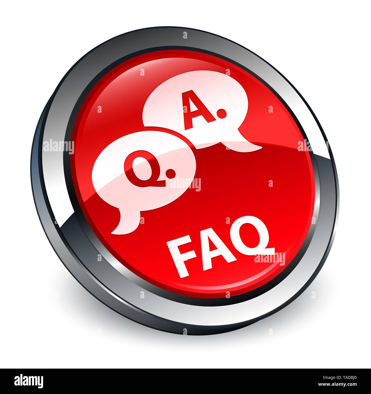 Faq (question answer bubble icon) isolated on 3d red round button ...