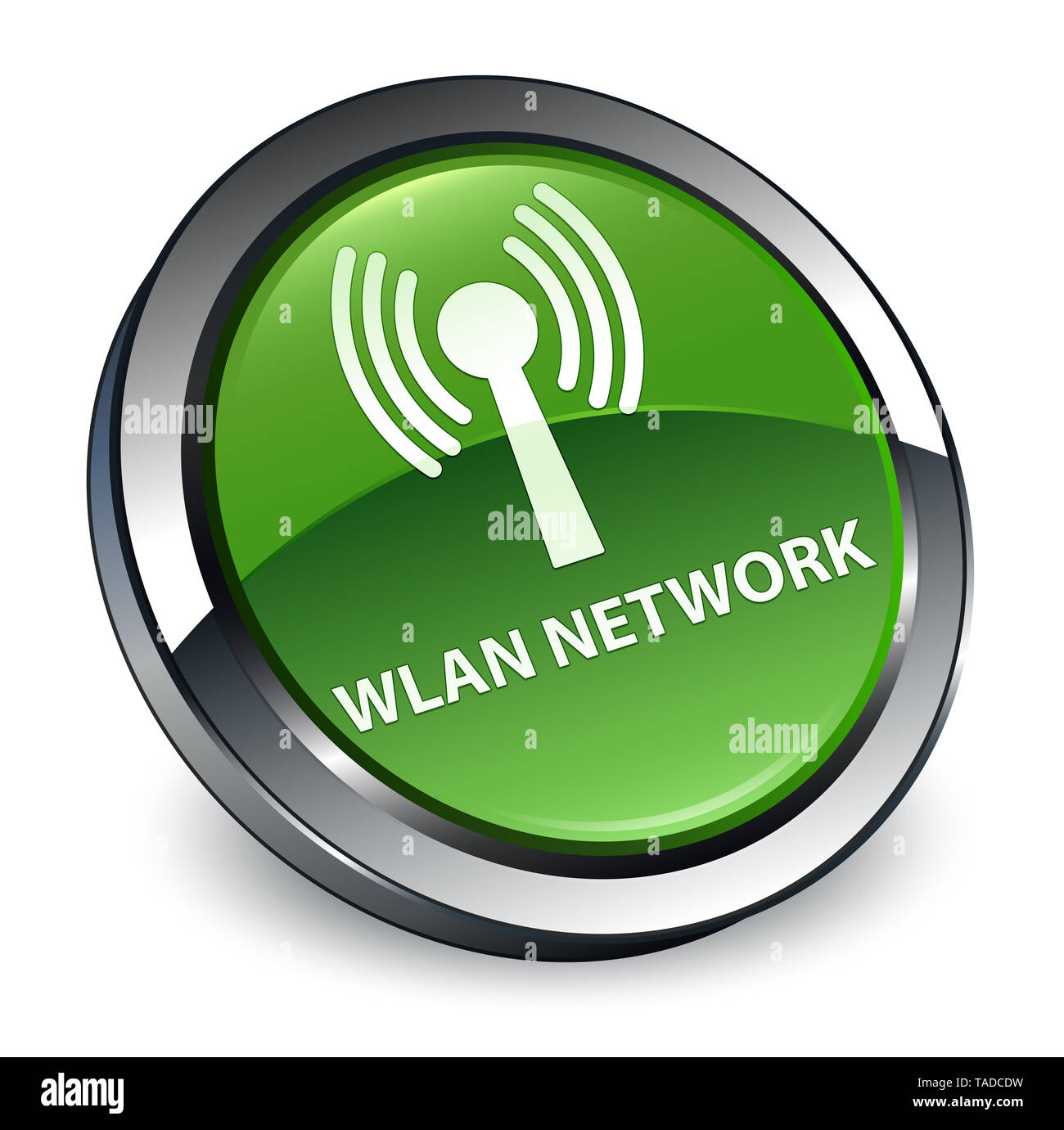 Network Work Button Wlan network isolated on 3d soft green round button abstract ...