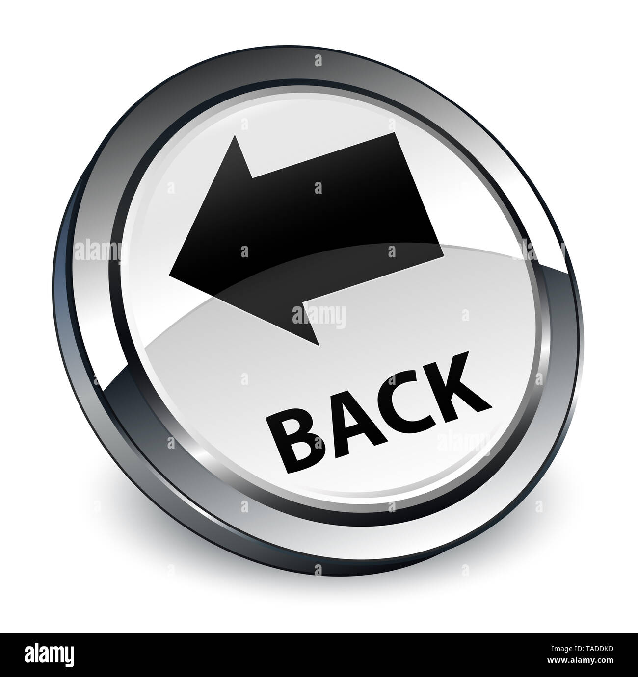 Back isolated on 3d white round button abstract illustration Stock ...