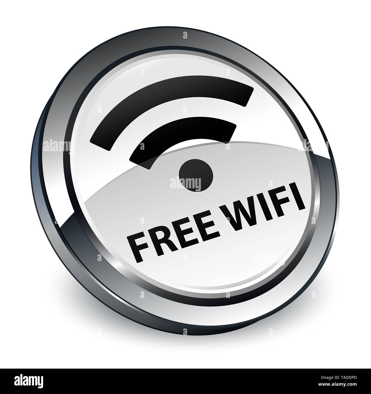 Free wifi isolated on 3d white round button abstract illustration Stock ...