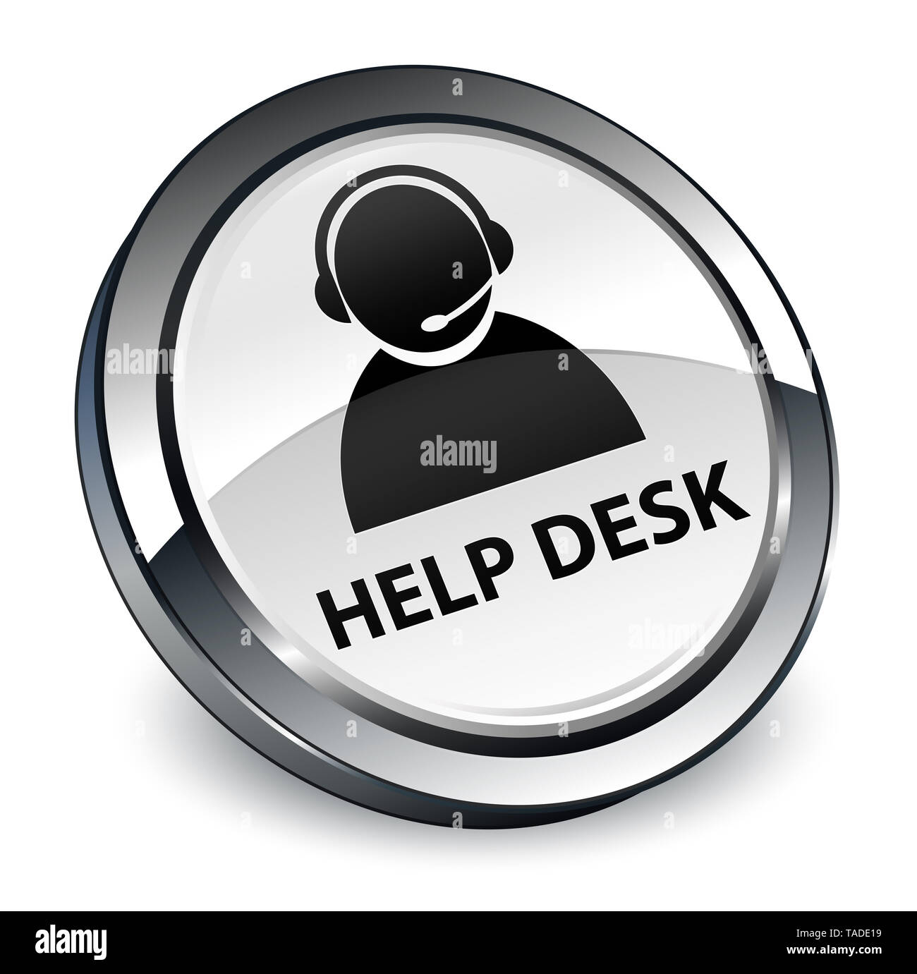 Help Desk Customer Care Icon Isolated On 3d White Round Button