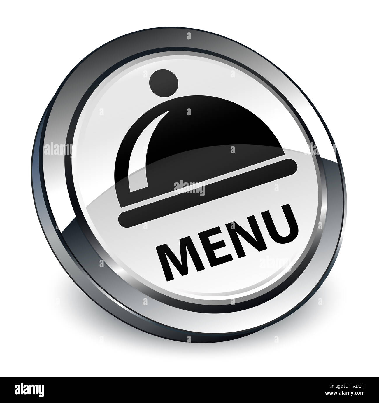 Menu (food dish icon) isolated on 3d white round button abstract ...