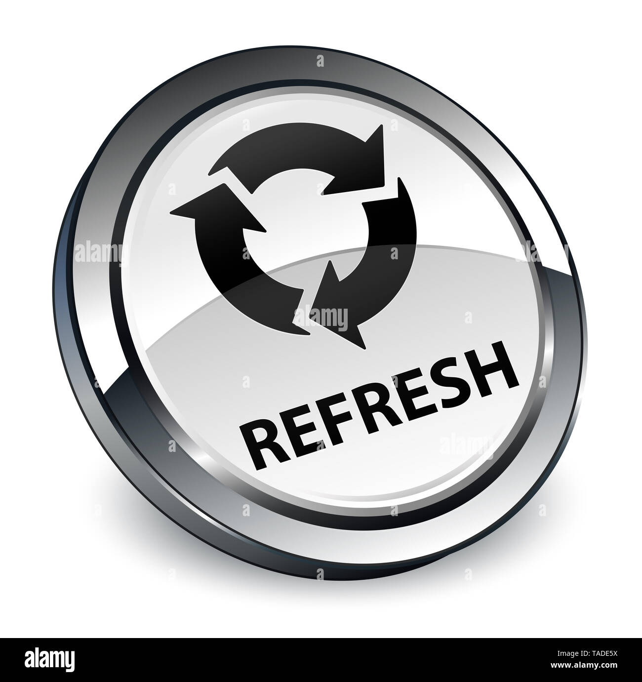 Refresh isolated on 3d white round button abstract illustration Stock ...