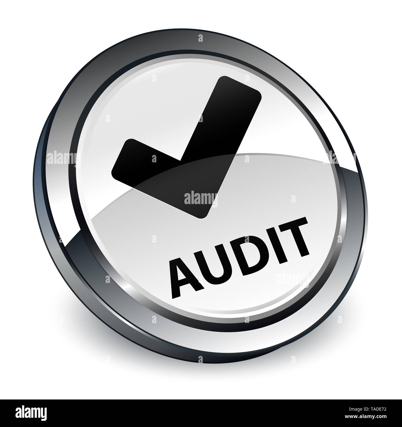 Audit (validate icon) isolated on 3d white round button abstract ...