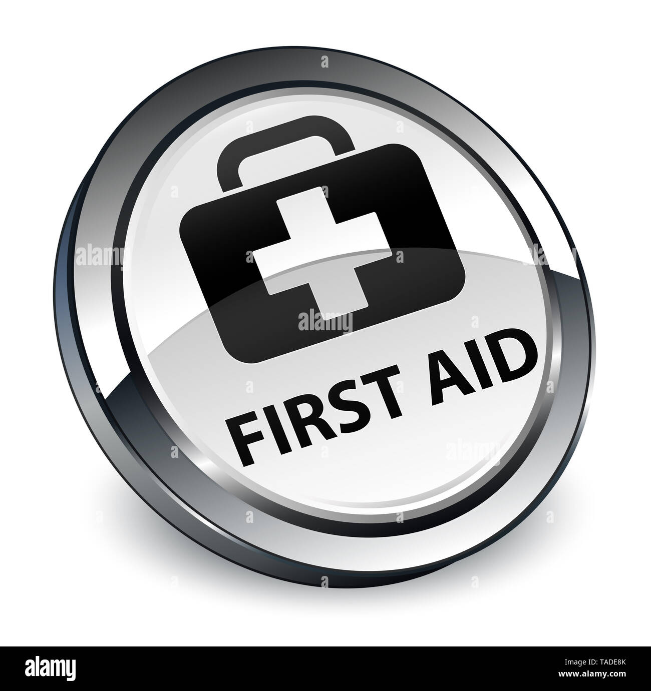 First aid isolated on 3d white round button abstract illustration Stock ...