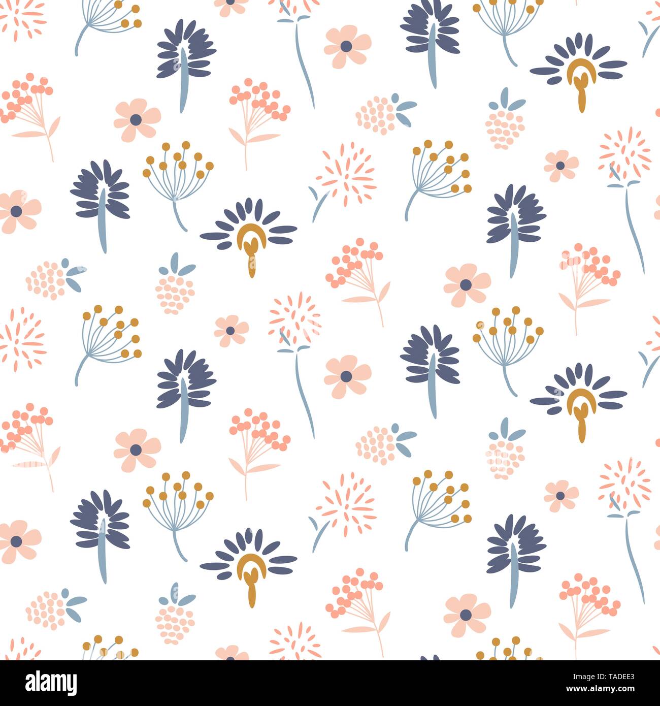 Flowers pastel colors seamless vector pattern. Stock Vector