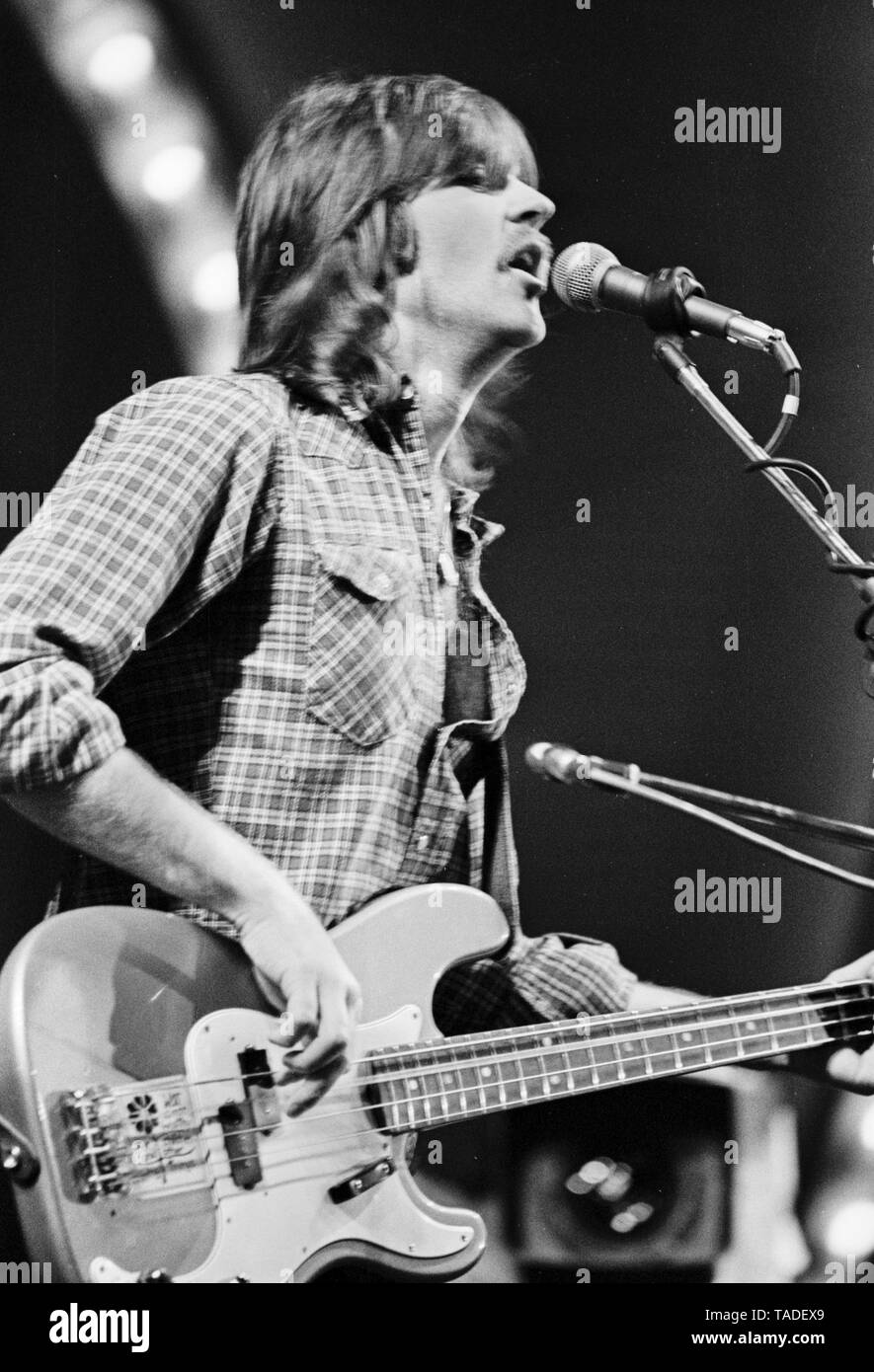 Amsterdam, Netherlands - March 10, 1973. Randy Meisner of American group Eagles perform live on stage at Concertgebouw in Amsterdam, Netherlands in 1972.  (Photo Gijsbert Hanekroot) Stock Photo