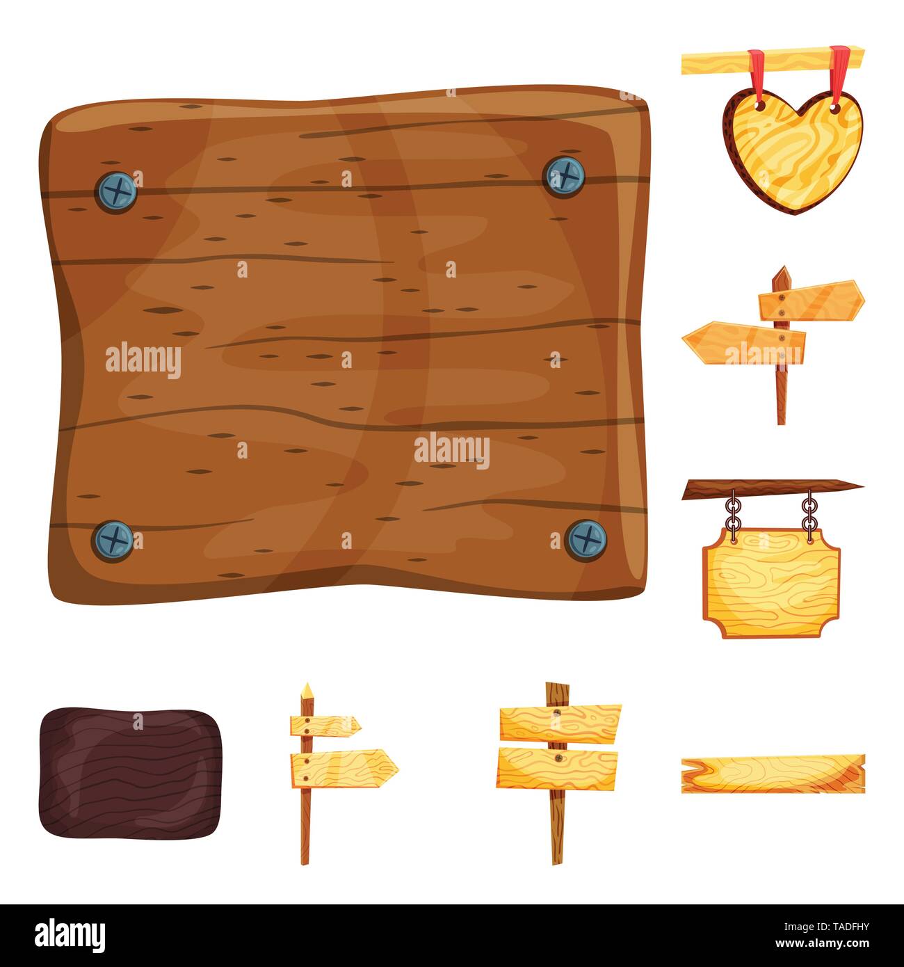 Vector design of signboard and wood symbol. Set of signboard and wooden ...