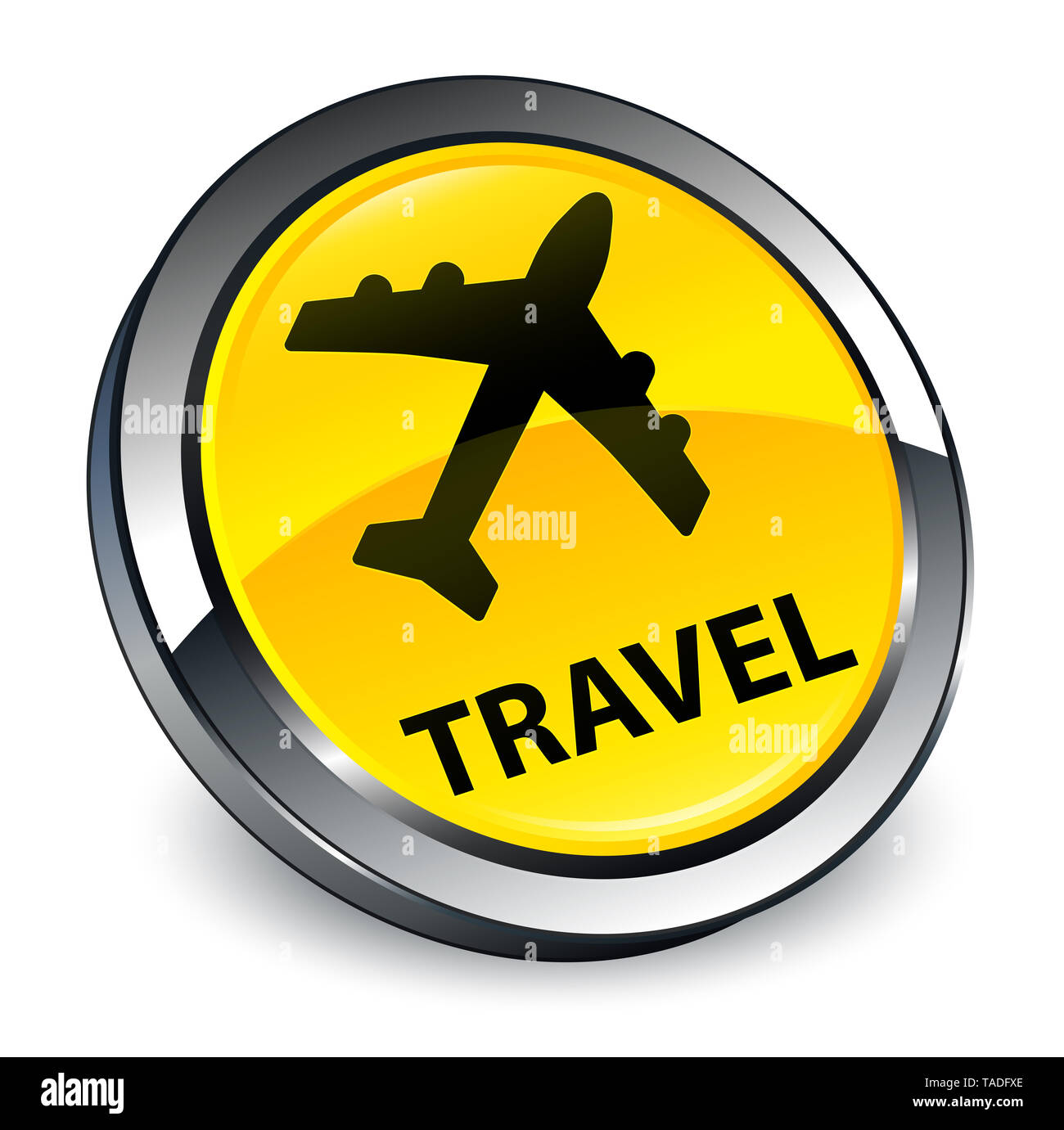 Travel (plane icon) isolated on 3d yellow round button abstract ...