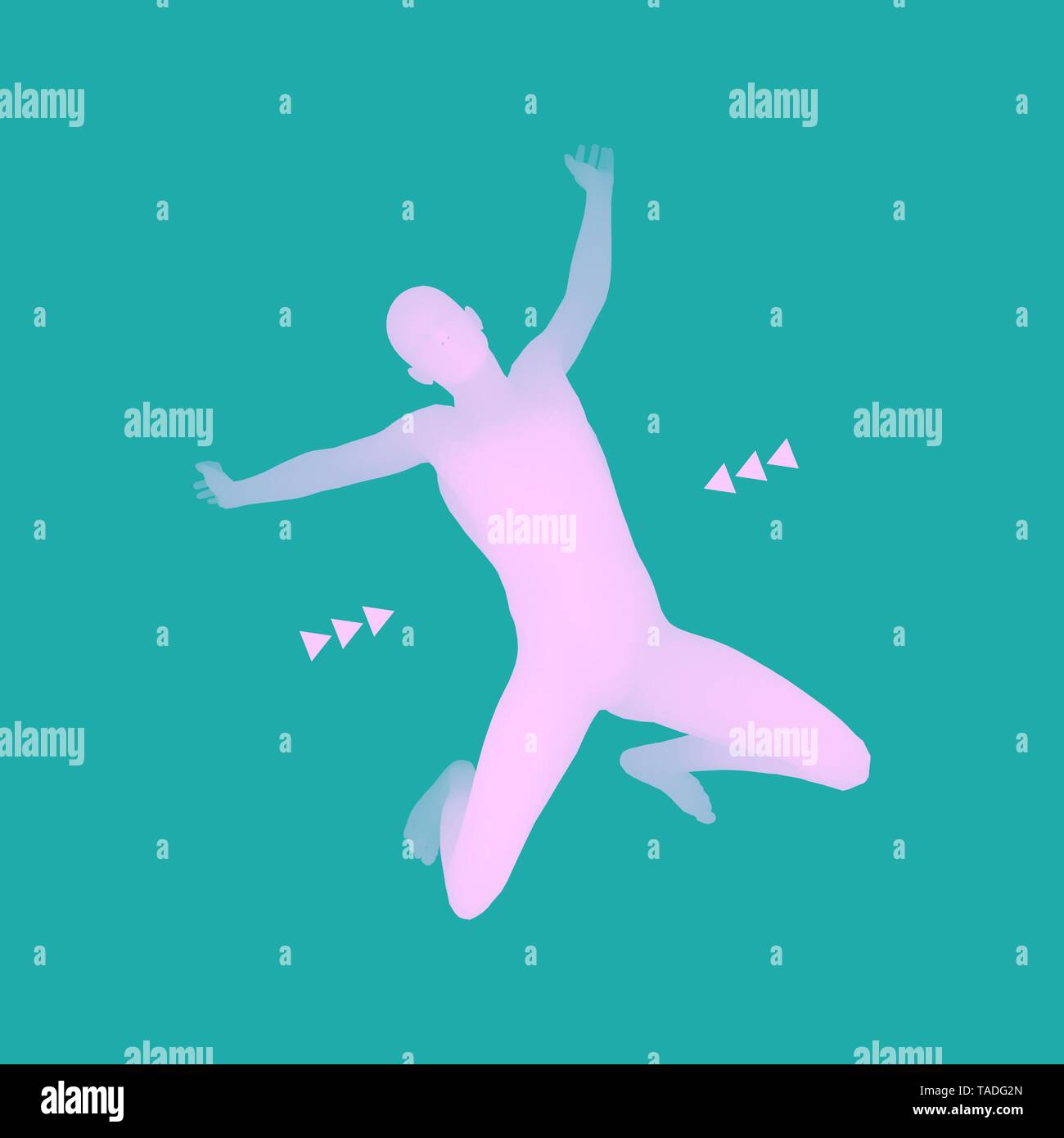 Man falling down. Jumping Man. 3D Model of Man. Human Body. Sport Symbol. Design Element. Vector Illustration. Stock Vector