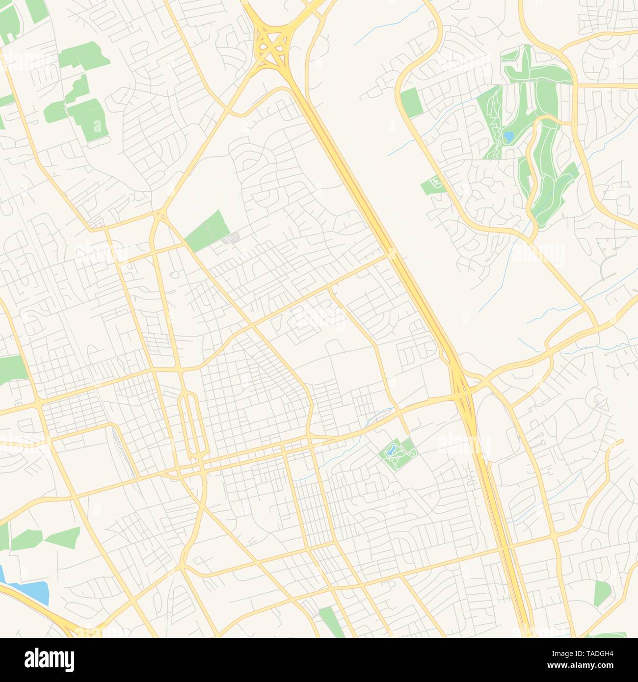 Empty vector map of Las Cruces, New Mexico, USA, printable road map ...