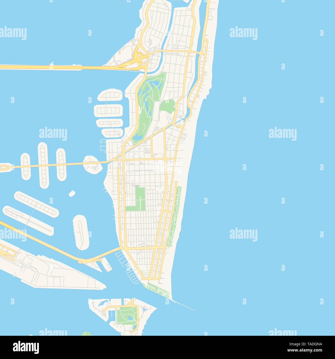 Empty Vector Map Of Miami Beach Florida Usa Printable Road Map Created In Classic Web Colors For Infographic Backgrounds Stock Vector Image Art Alamy
