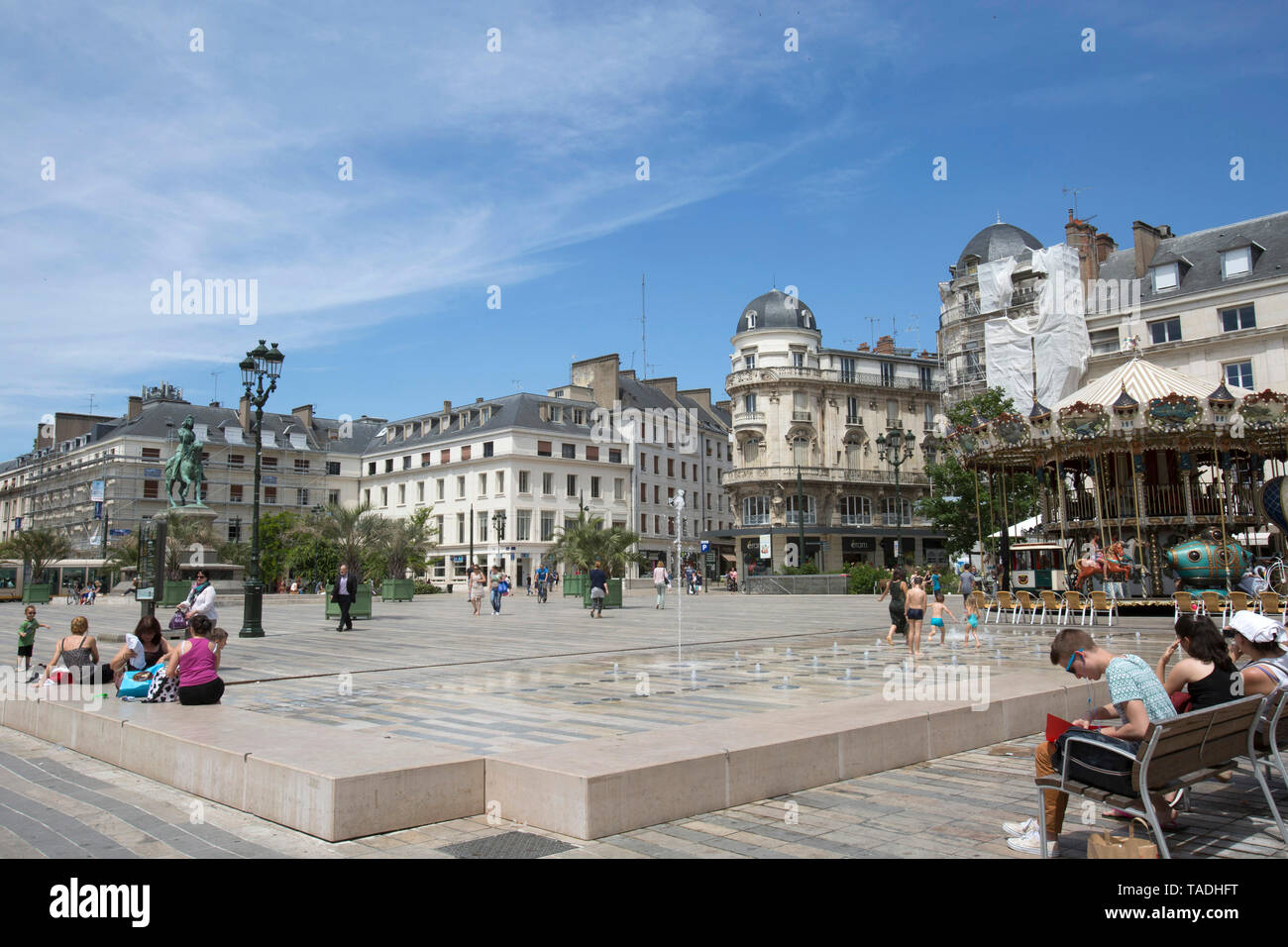 Orleans (centralnorthern France) real estate, buildings in the "place du Martroi" square, in