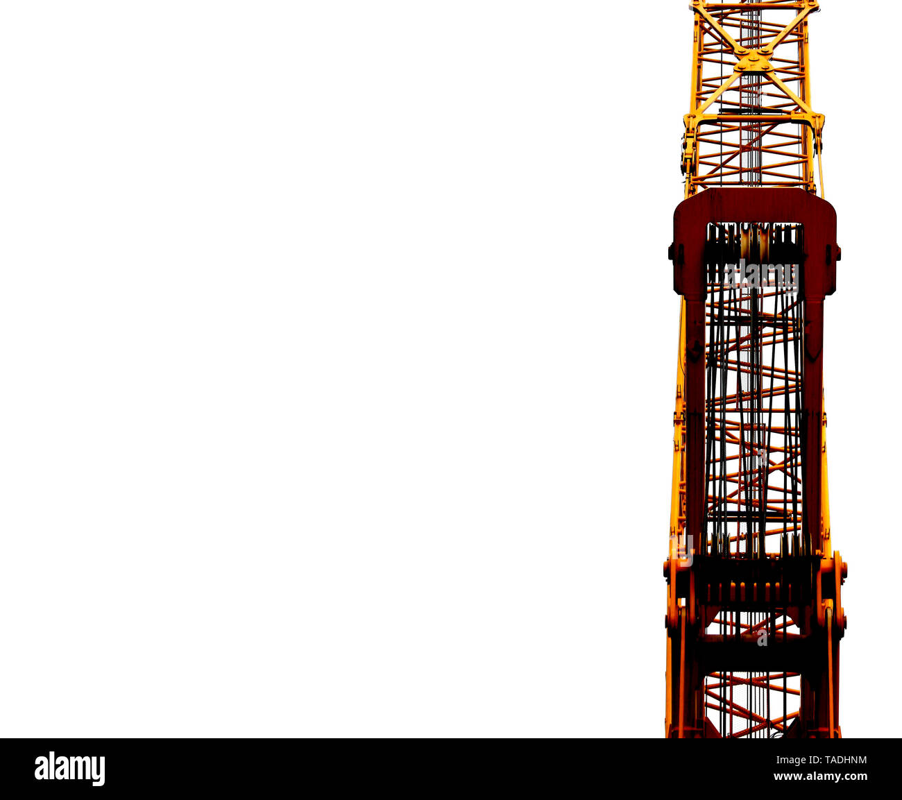 Isolated yellow crane with white background copy space Stock Photo - Alamy