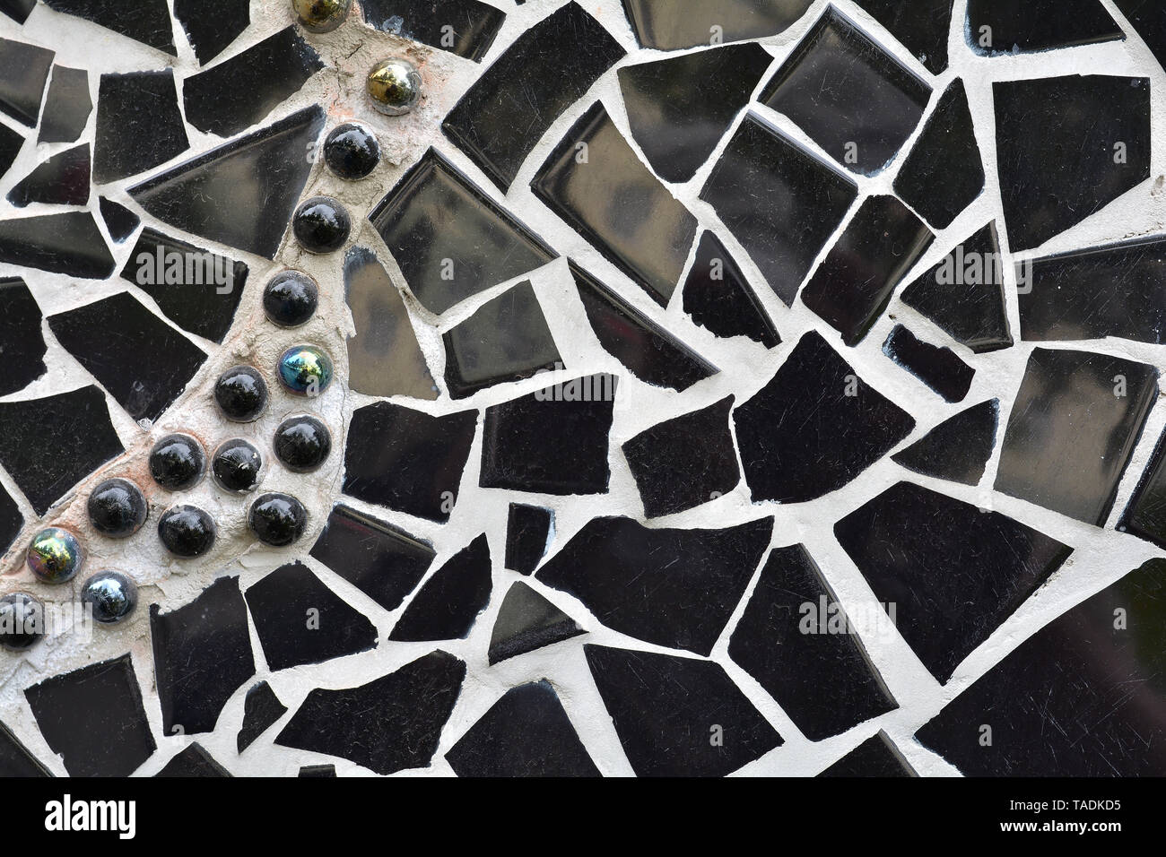 Design of broken tiles on a facade in Berlin Stock Photo