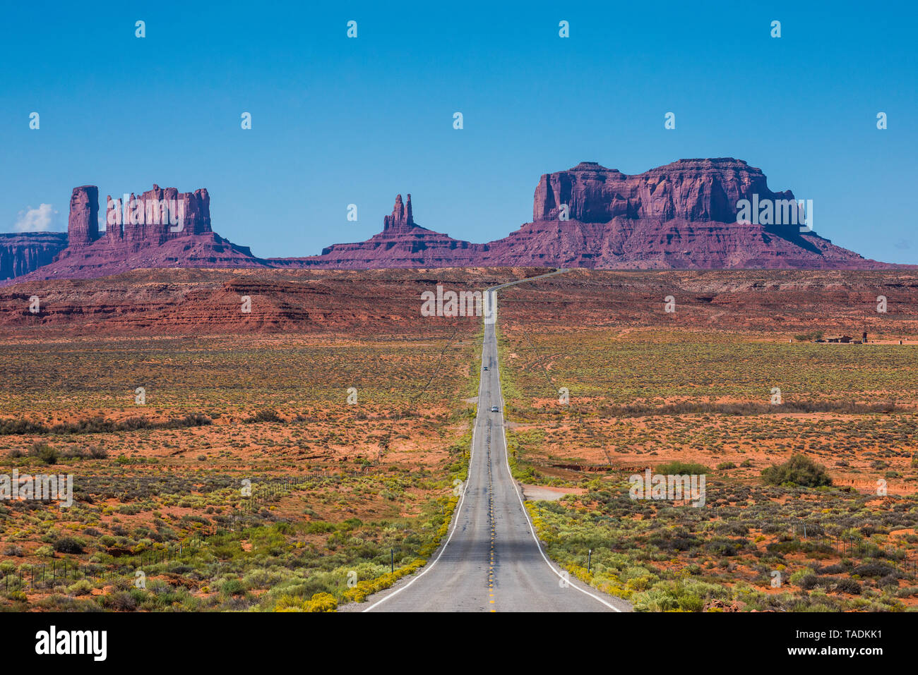 USA, Arizona, Monument valley, empty road Stock Photo
