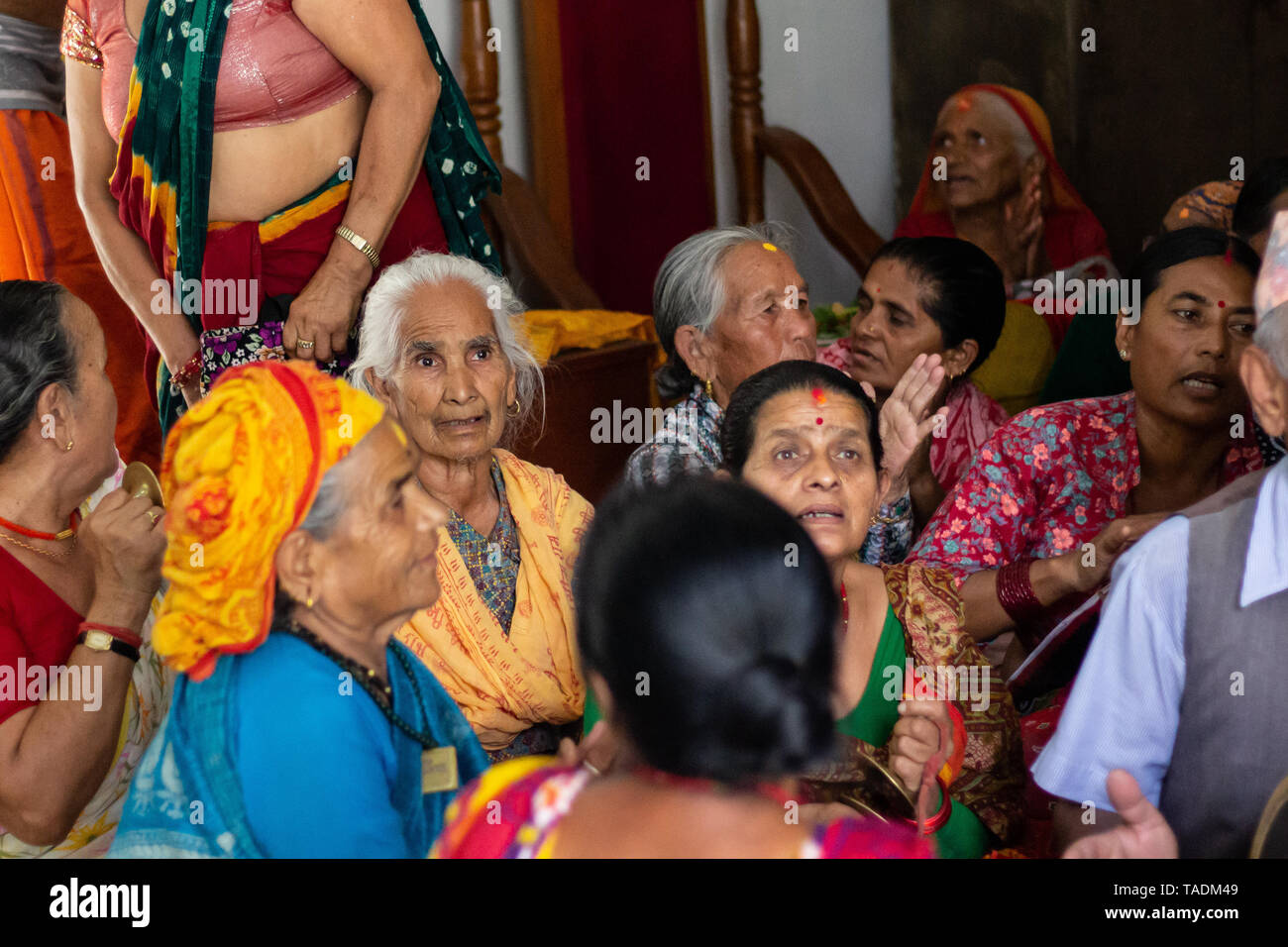 Woman at dance and sing ritual celebration in Nepal Stock Photo - Alamy