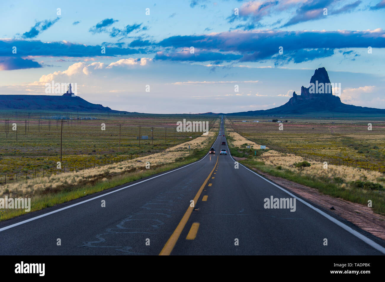 USA, Arizona, Monument valley, empty road Stock Photo