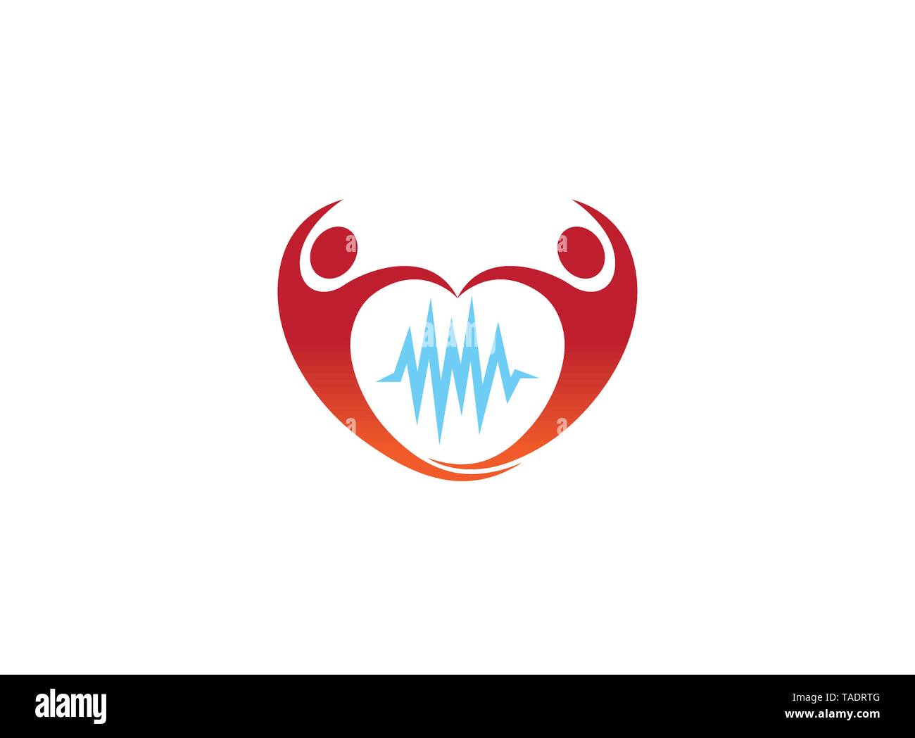 Creative Couple Heart Pulse Logo Stock Vector