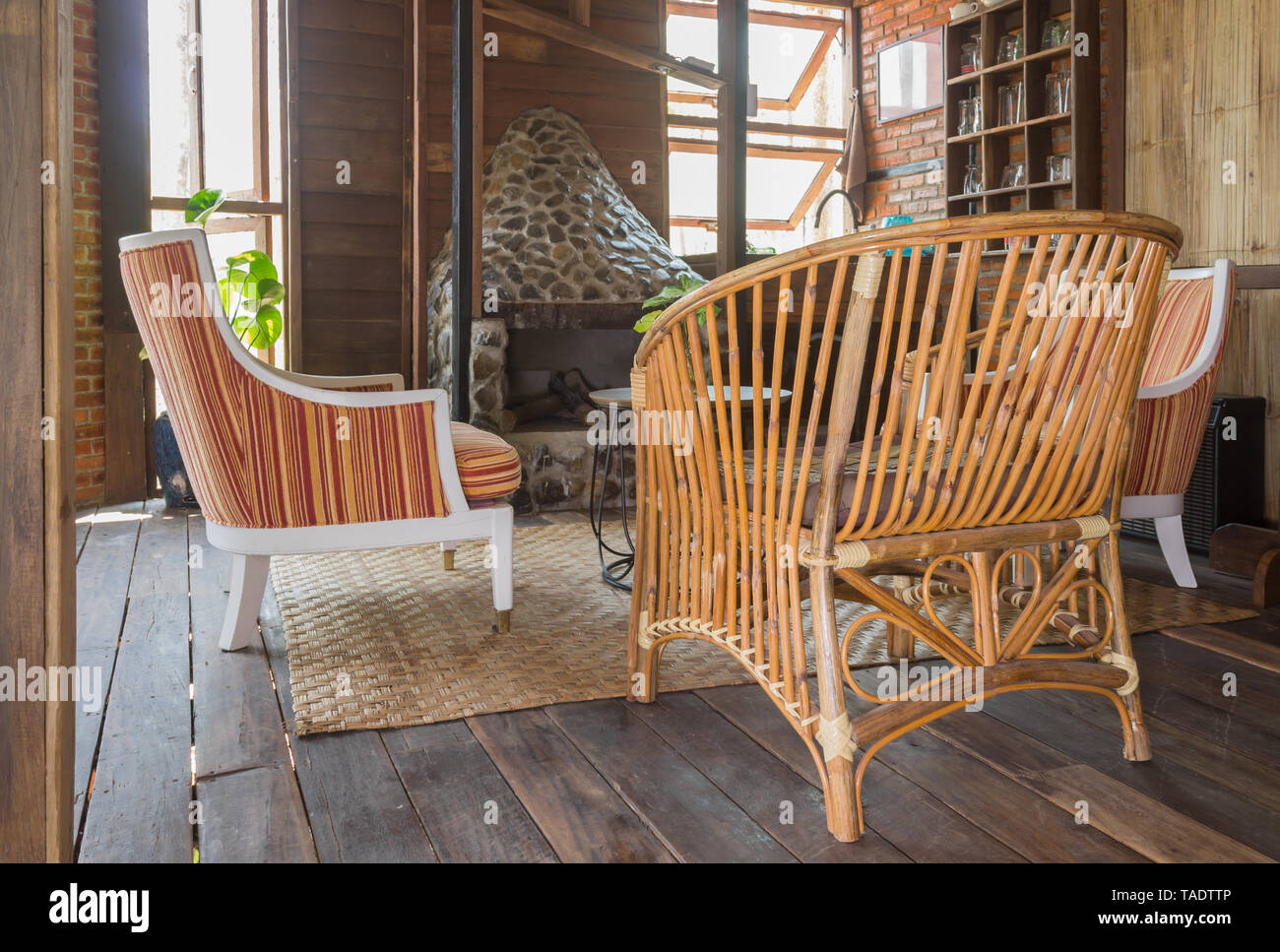 Rattan Chair and Arm Chair in Country Loft Interior Design Room ...