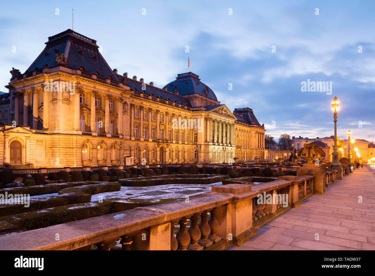 Belgium, Brussels, Royal Palace of Brussels in the evening Stock Photo