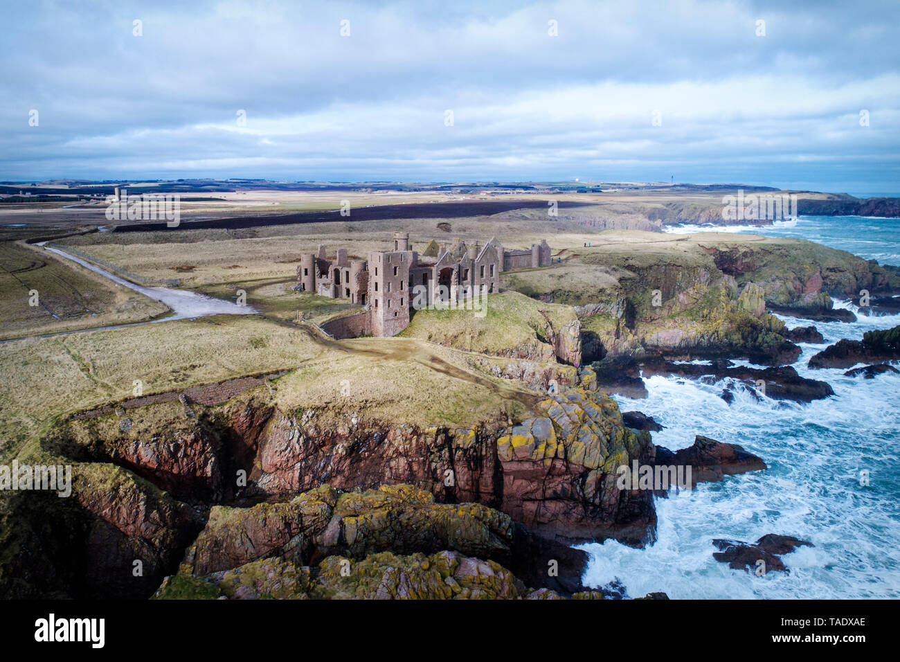 United Kingdom, Scotland, Aberdeenshire, Slains Castle Stock Photo