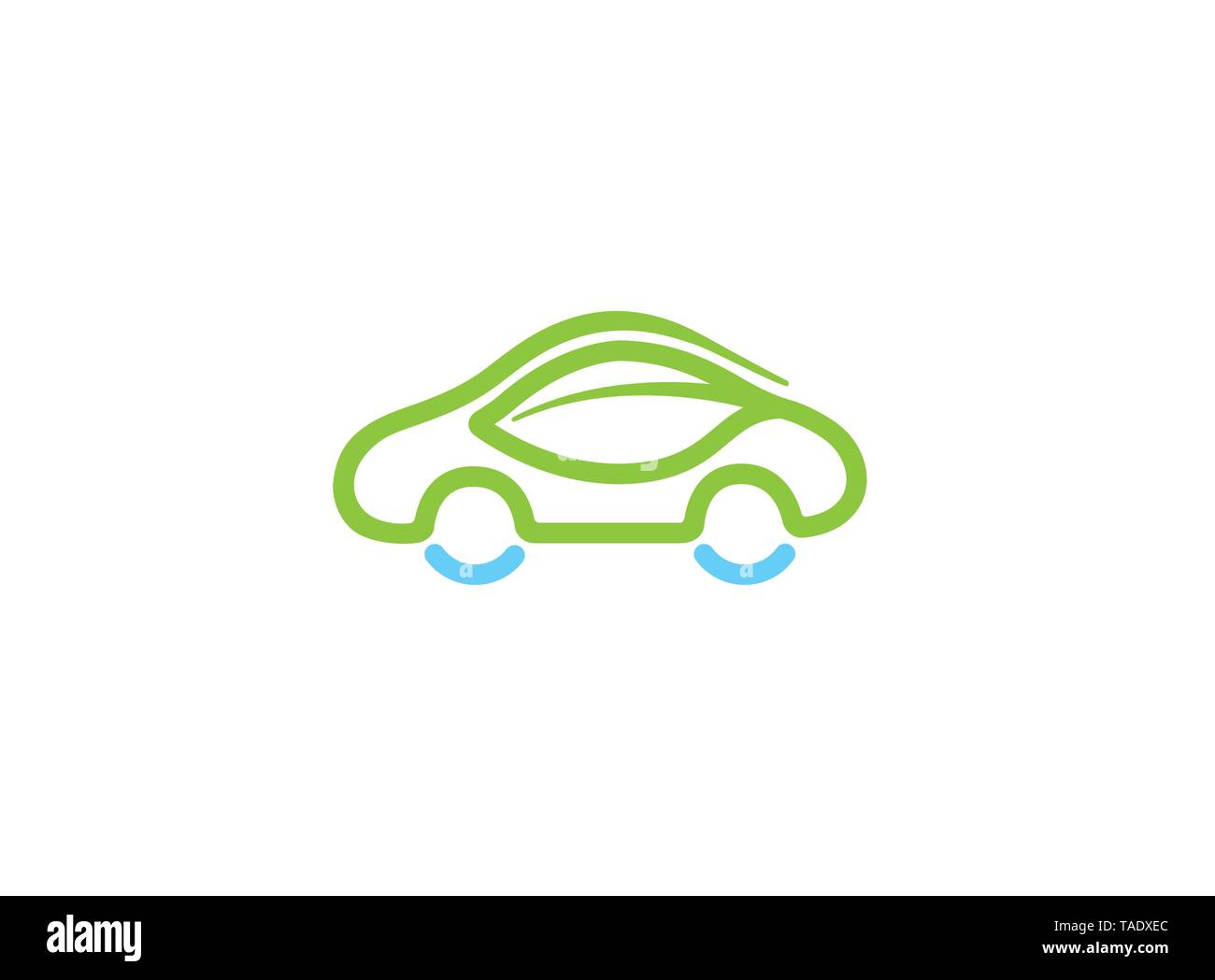 Creative Green Car Line Leaf Ecology Logo Vector Stock Vector