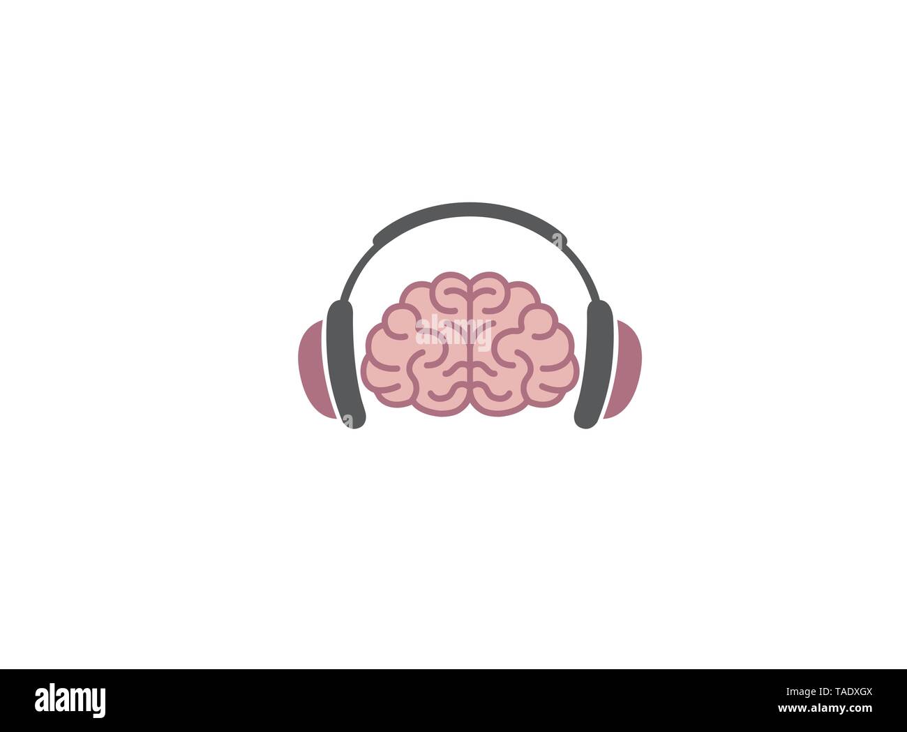 Creative Abstract Headphone Brain Logo Vector Design Illustration Stock Vector