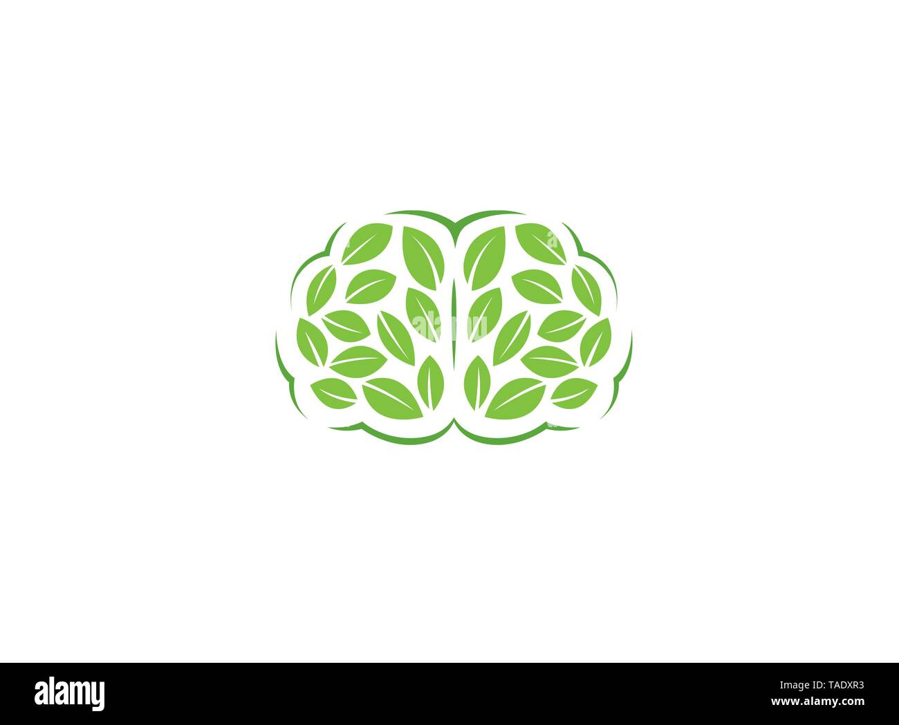 Creative Brain Leaves Logo Stock Vector