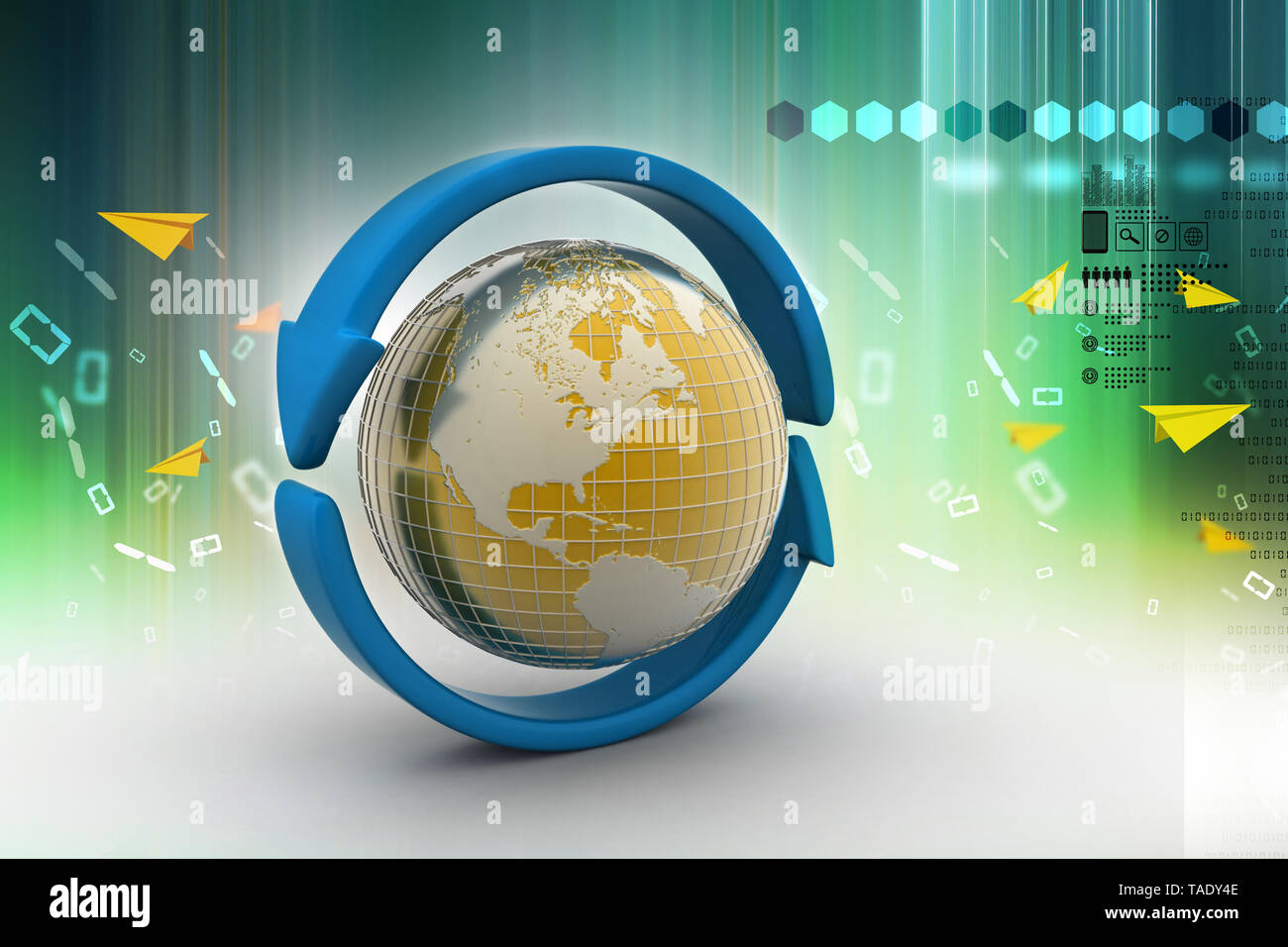 Earth with arrow circle around Stock Photo - Alamy