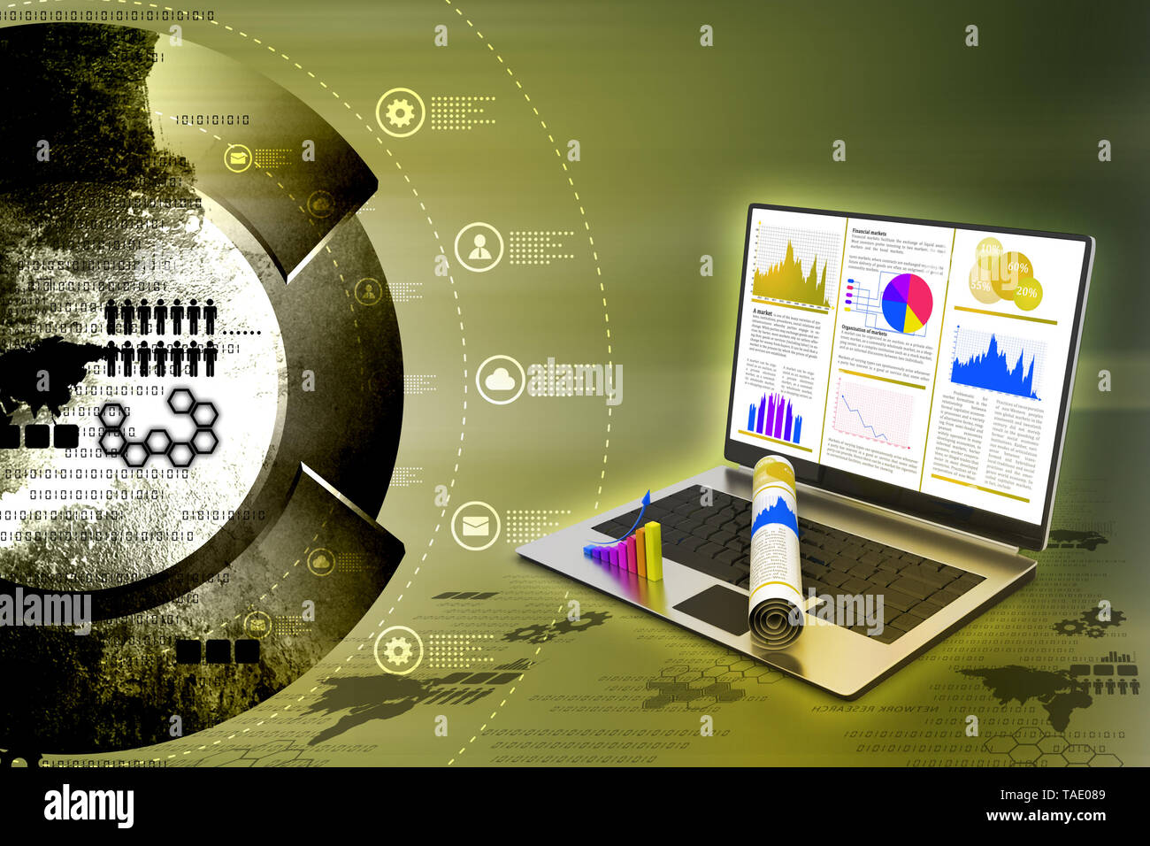 Laptop showing a financial report Stock Photo - Alamy