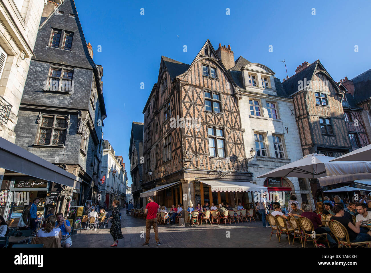 Tours (central western France): 'place Plumereau' square in the town centre *** Local Caption *** Stock Photo
