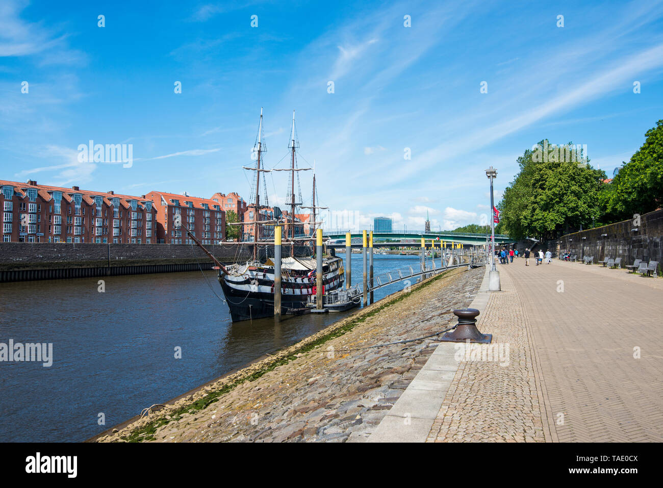 Germany, Bremen, Admiral Nelson sailing boat, restaurant ship on the