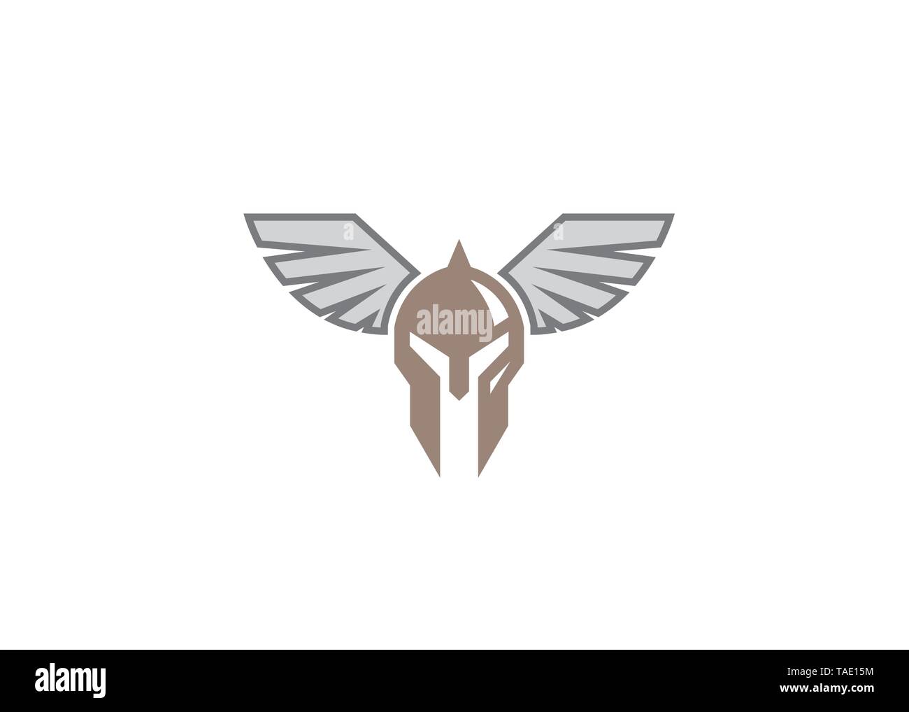Creative Spartan Viking Helmet Wing Logo Vector Stock Vector